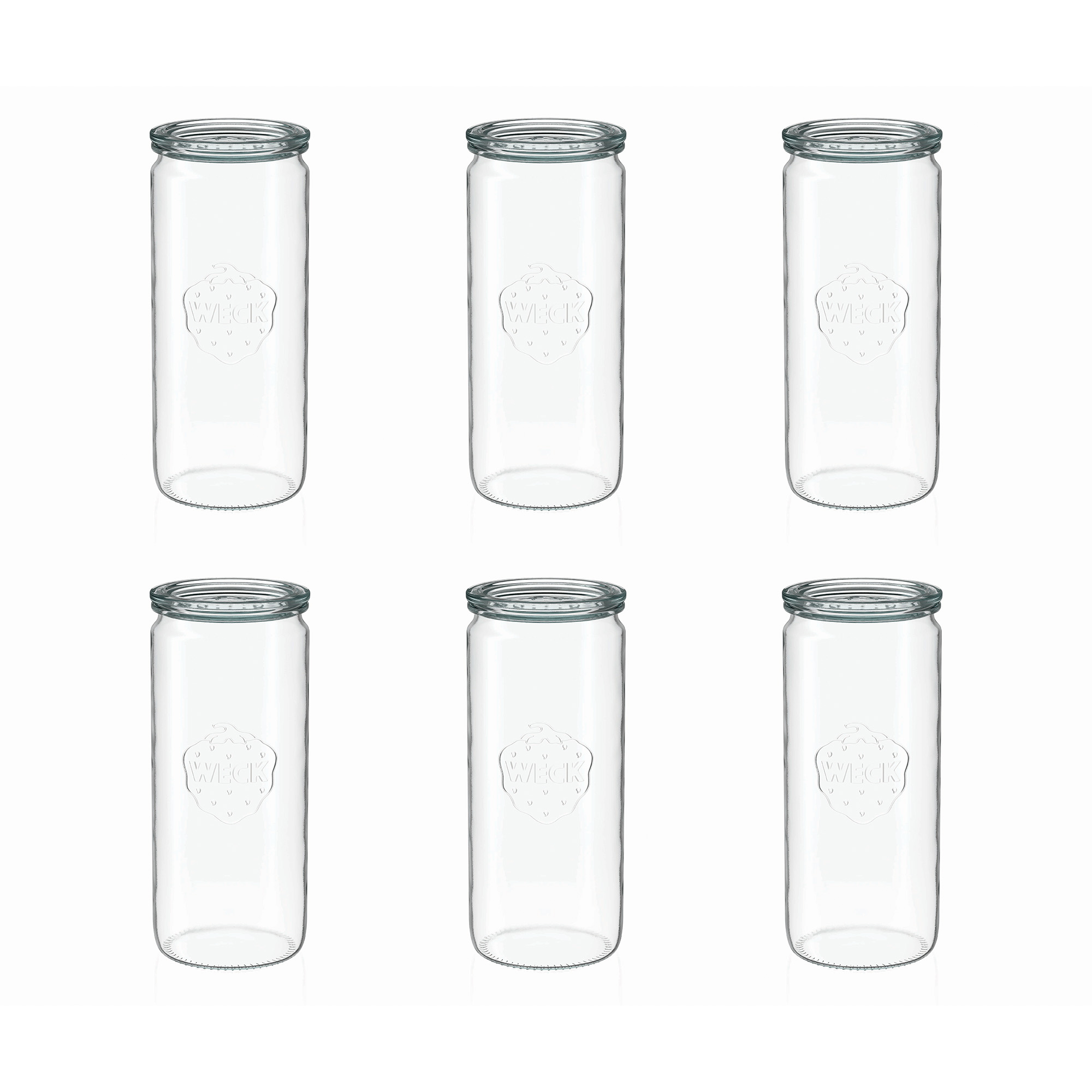 6x 1040 ml WECK-Zylinderglas mit Glasdeckel RR 80