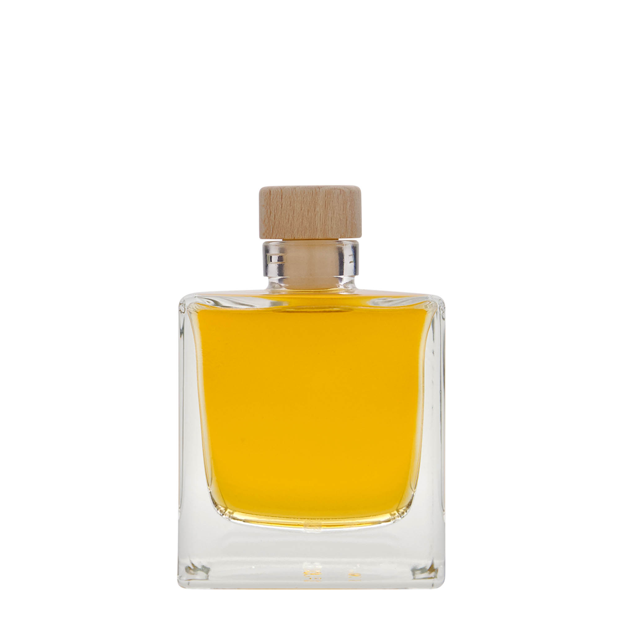 200 ml Glasflasche „Cube“, quadratisch, Mündung: Kork