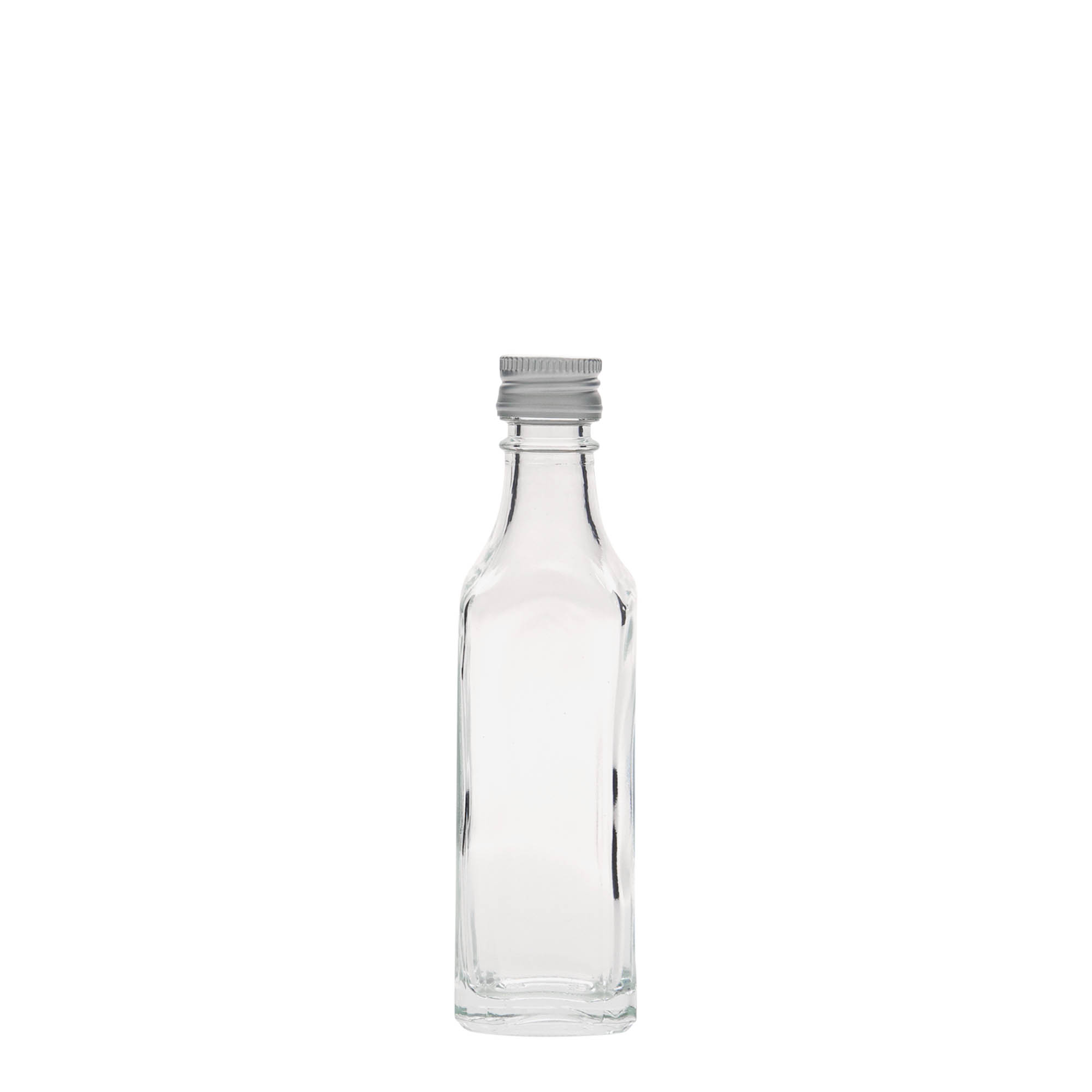50 ml Glasflasche 'Siena', quadratisch, Mündung: PP 18 50 ml Glasflasche 'Siena', quadratisch, Mündung: PP 18