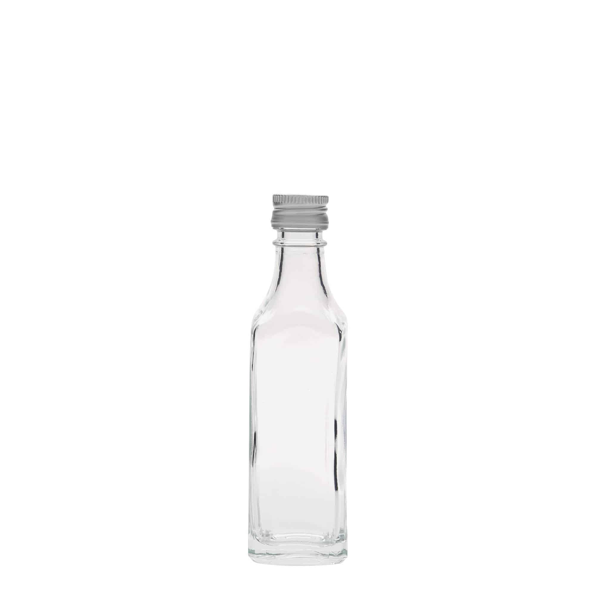 50 ml Glasflasche „Siena“, quadratisch, Mündung: PP 18