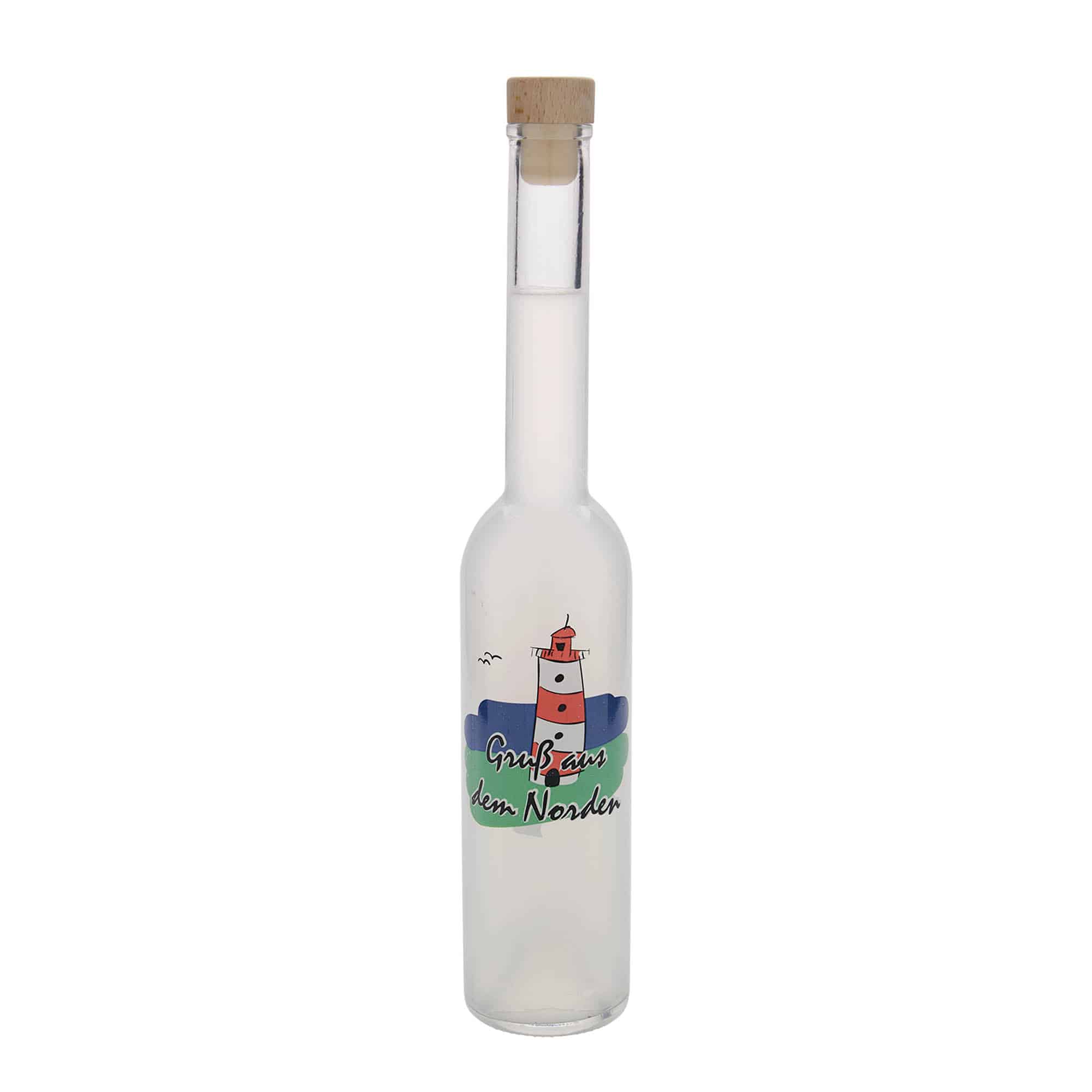 350 ml Glasflasche 'Opera', Motiv: Norden, Mündung: Kork