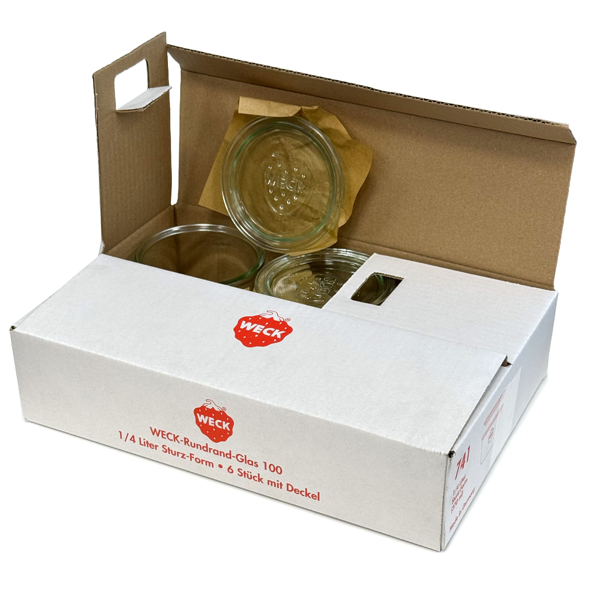 6x 370 ml WECK-Sturzglas mit Glasdeckel RR 100
