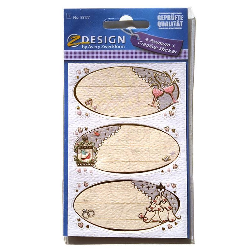 Zweckform Etiketten 'Hochzeitswünsche', oval, Papier, mehrfarbig Zweckform Etiketten 'Hochzeitswünsche', oval, Papier, mehrfarbig