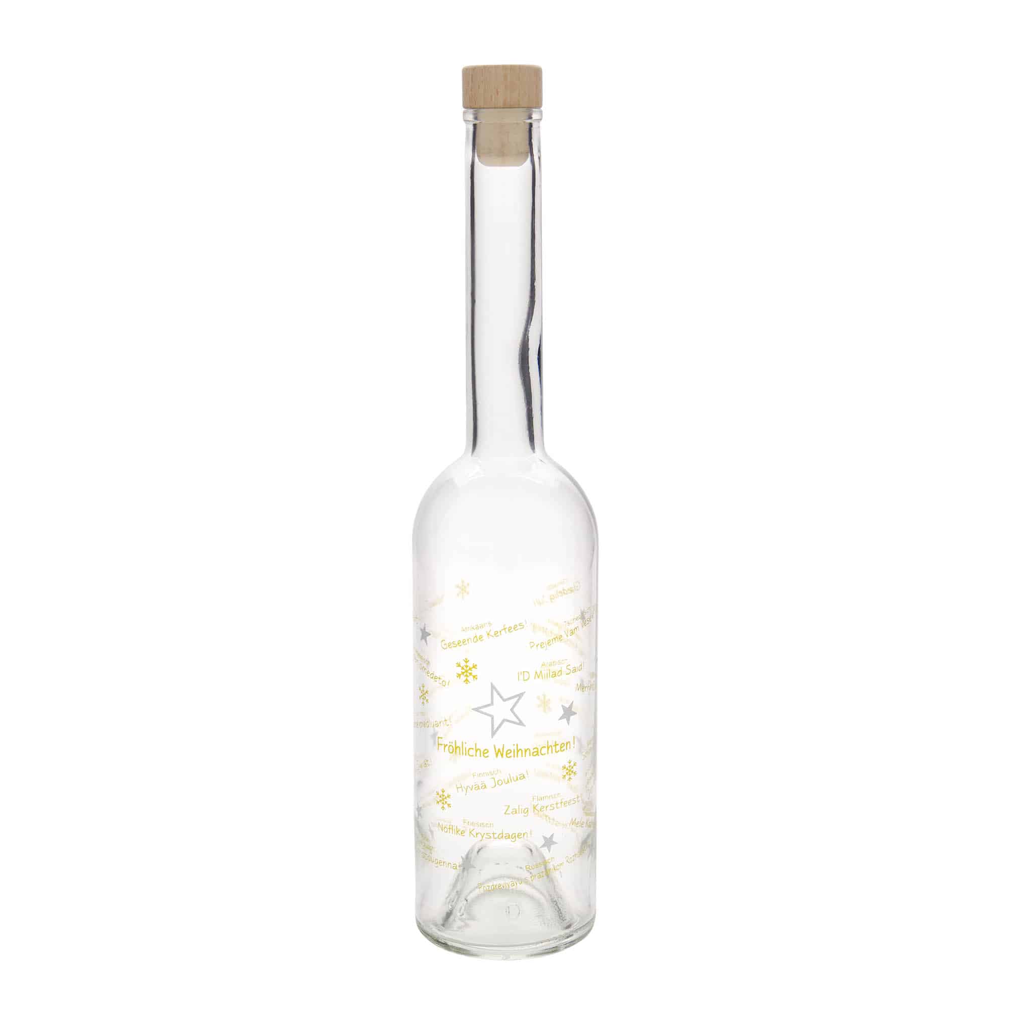 500 ml Glasflasche „Opera“, Motiv: Weihnachten in der Welt, Mündung: Kork
