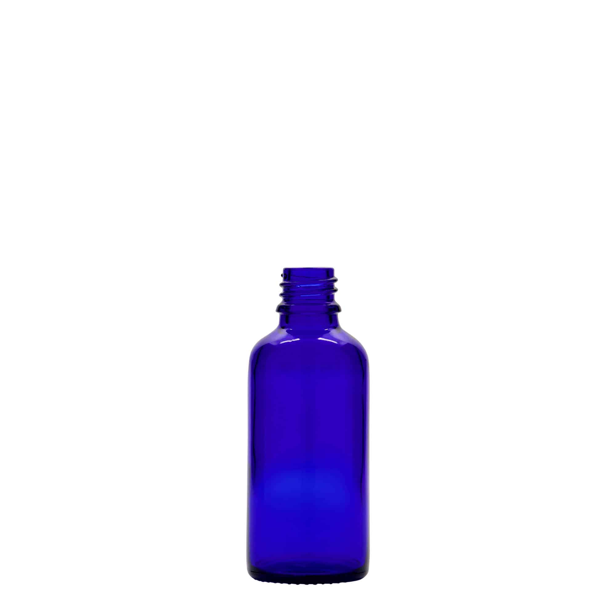 50 ml Medizinflasche, Glas, royalblau, Mündung: DIN 18 50 ml Medizinflasche, Glas, royalblau, Mündung: DIN 18