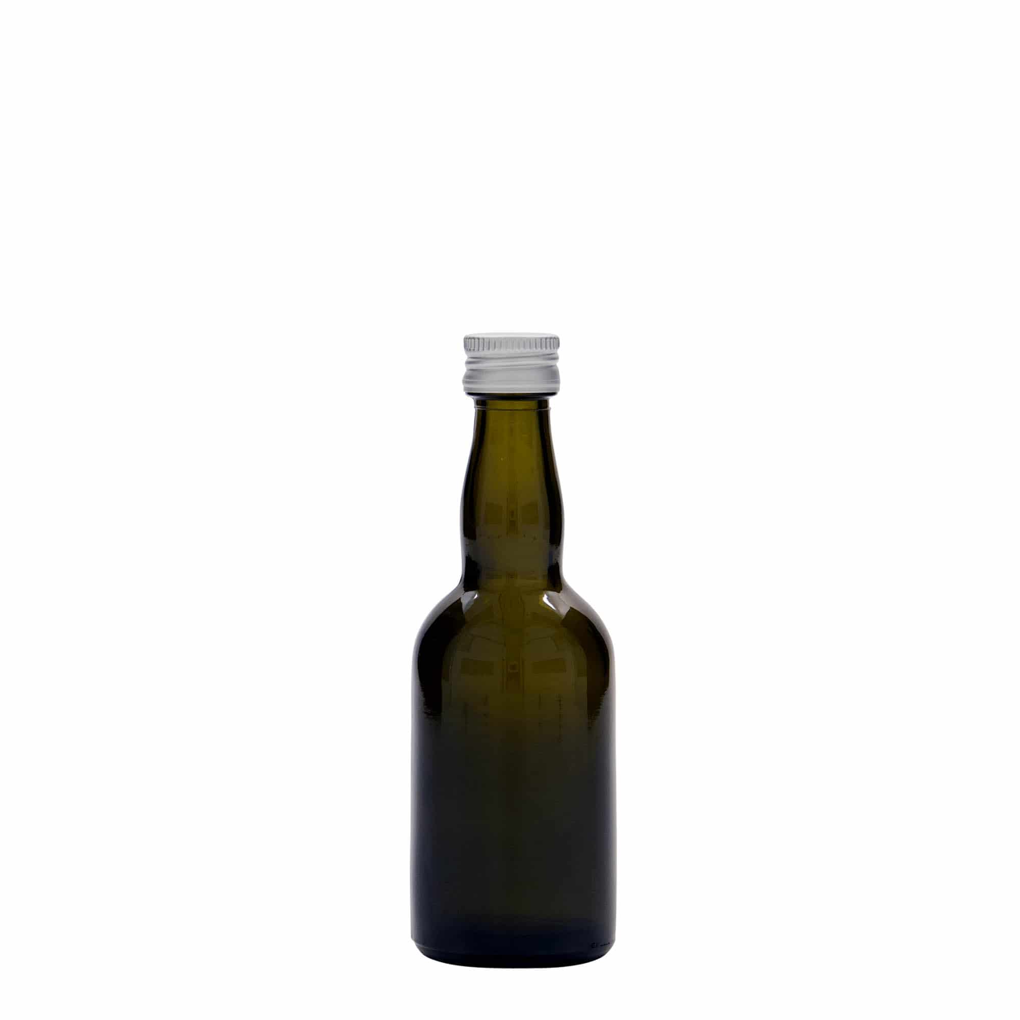 50 ml Glasflasche „Proba“, antikgrün, Mündung: PP 18
