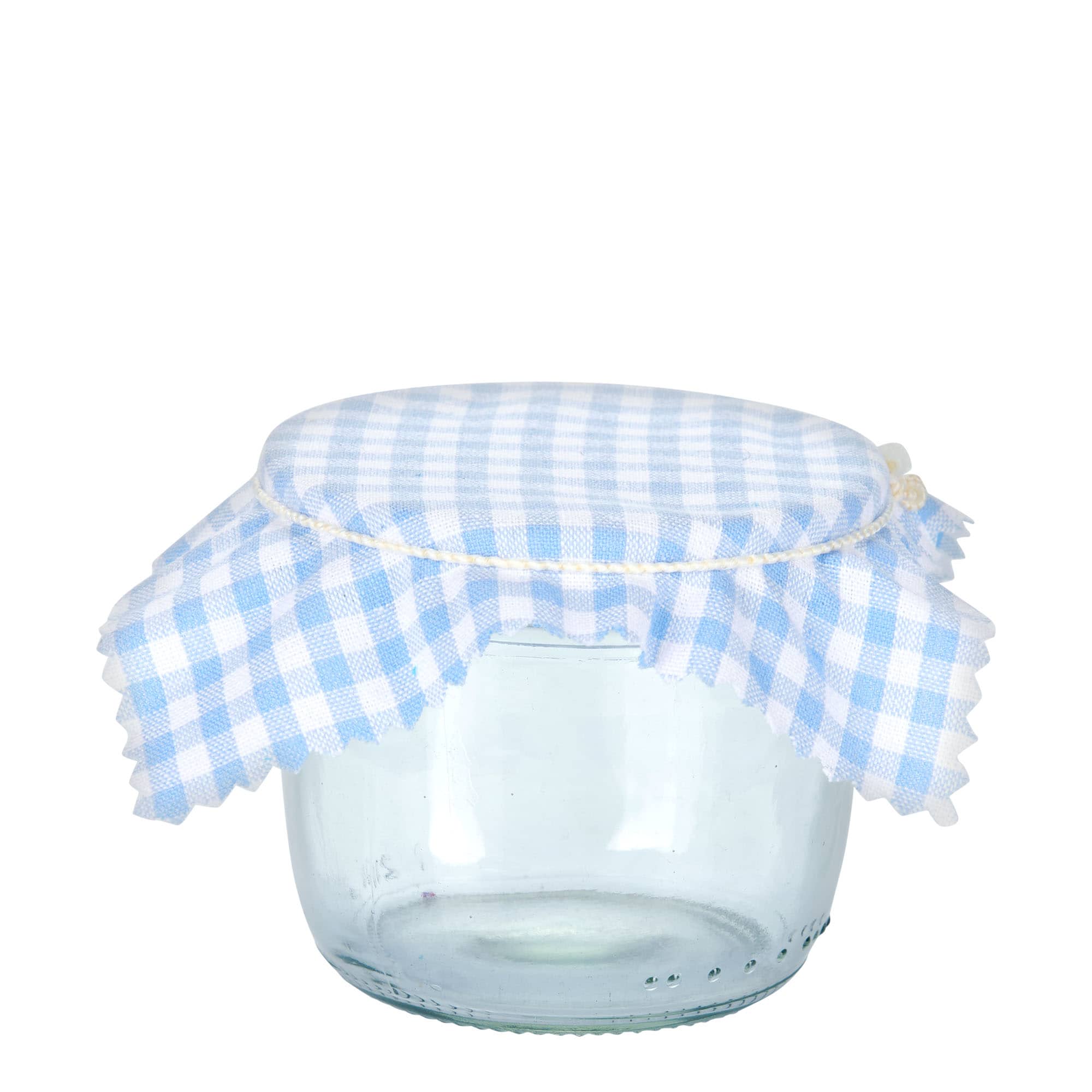 Stoffdeckchen kariert 12x12, quadratisch, Textil, hellblau, Mündung: TO38-TO53