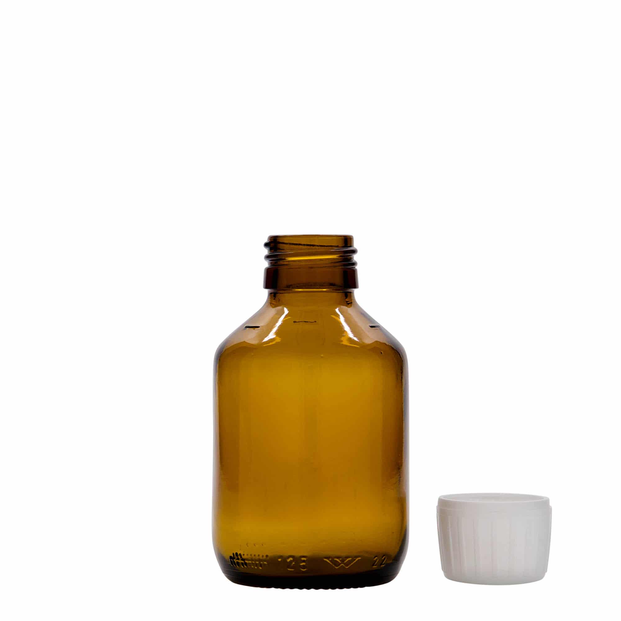 125 ml Medizinflasche, braun, Glas, Mündung: PP 28