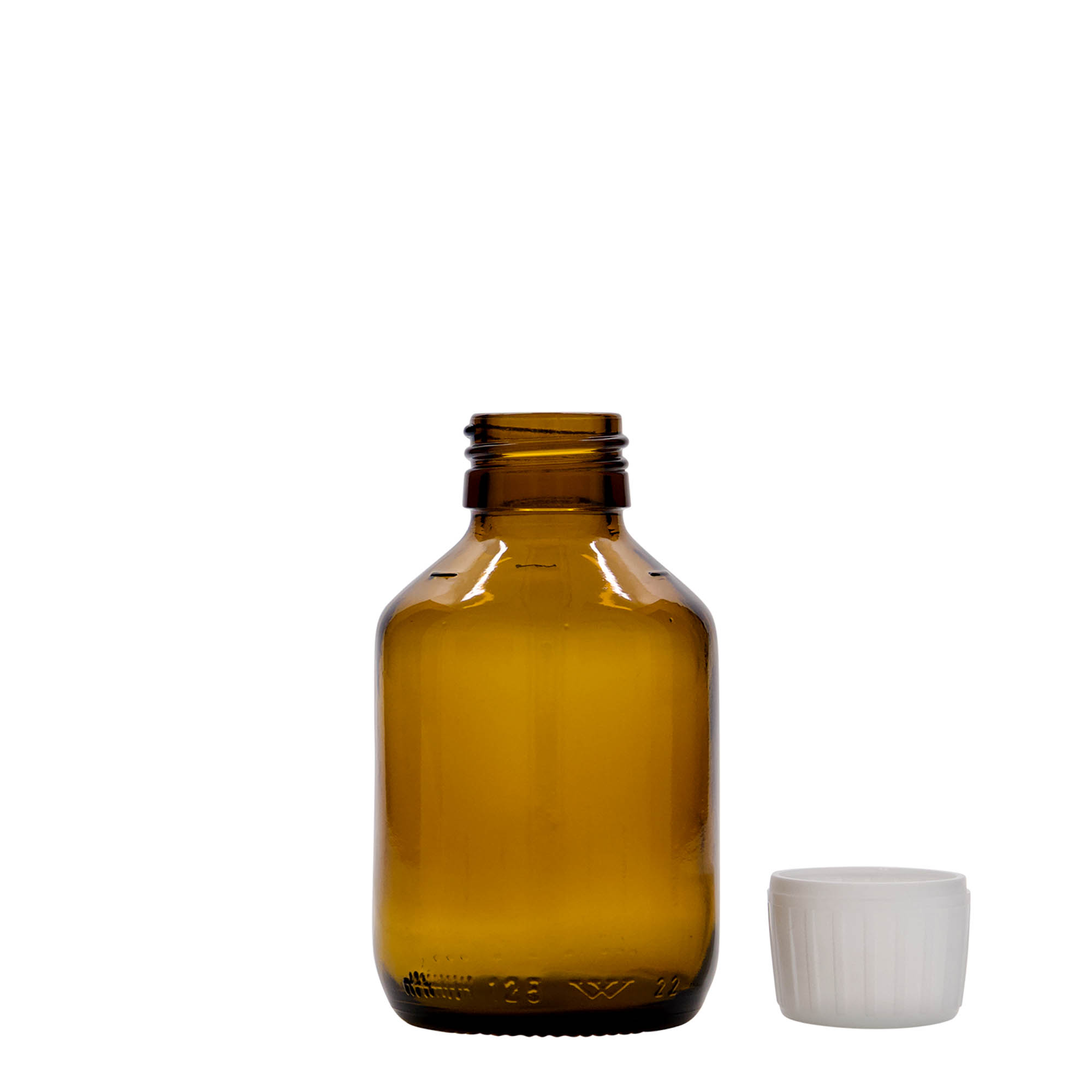 125 ml Medizinflasche, braun, Glas, Mündung: PP 28 125 ml Medizinflasche, braun, Glas, Mündung: PP 28