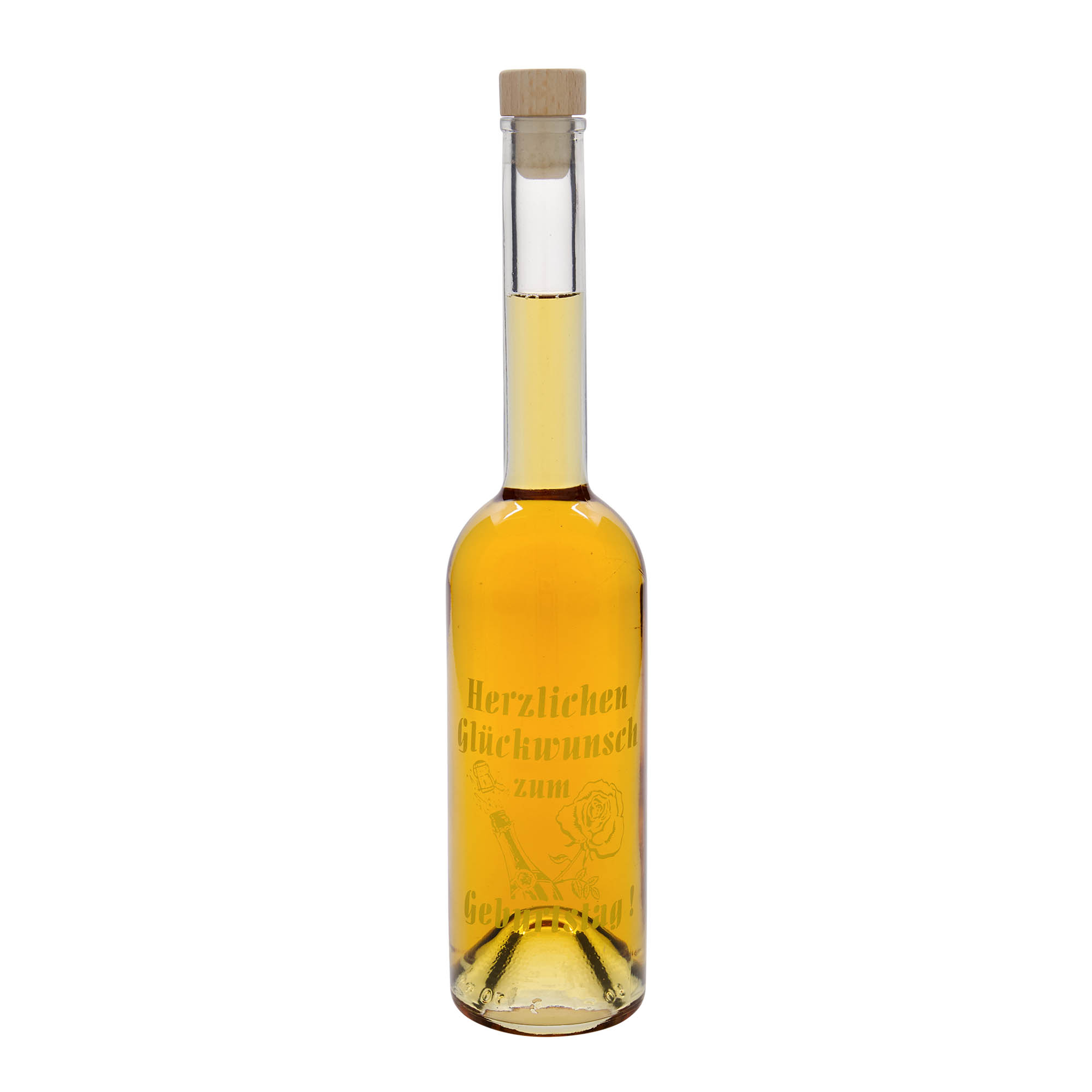 500 ml Glasflasche „Opera“, Motiv: Geburtstagsflasche, Mündung: Kork