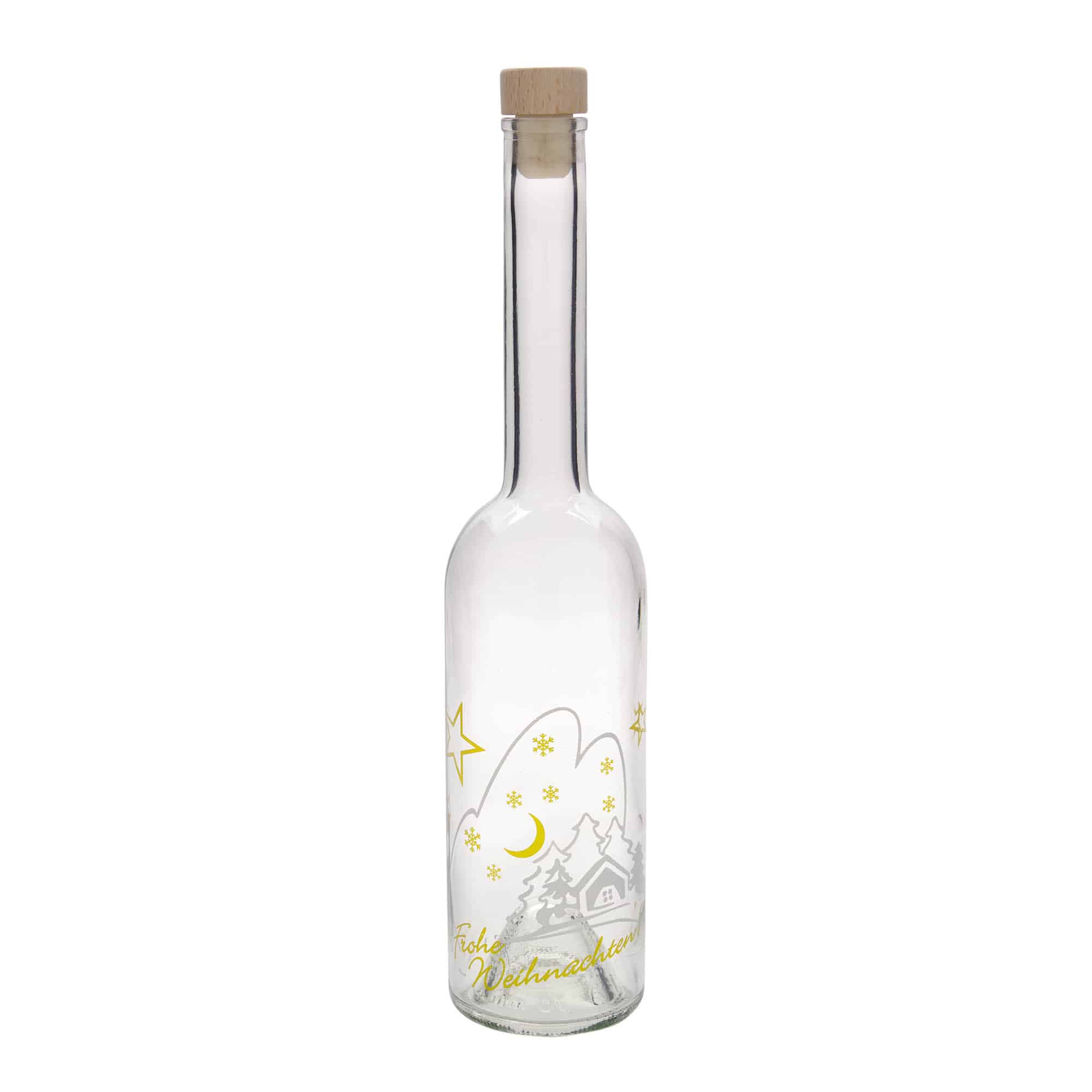 500 ml Glasflasche „Opera“, Motiv: Weihnachtsidylle, Mündung: Kork