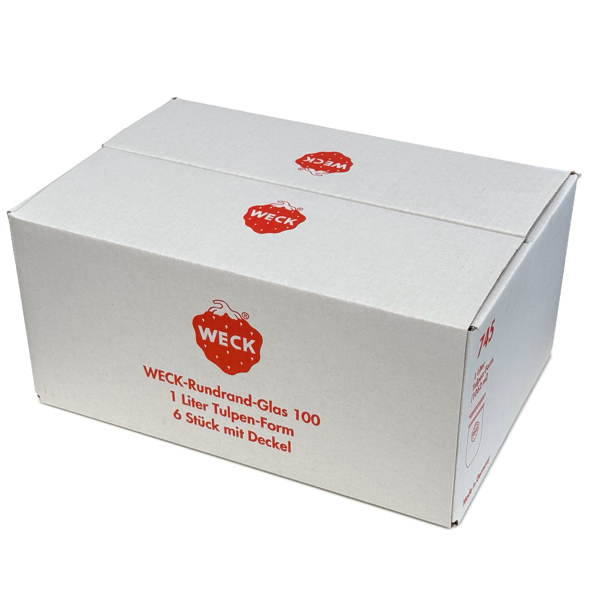 6x 1050 ml WECK-Tulpenglas mit Glasdeckel RR 100