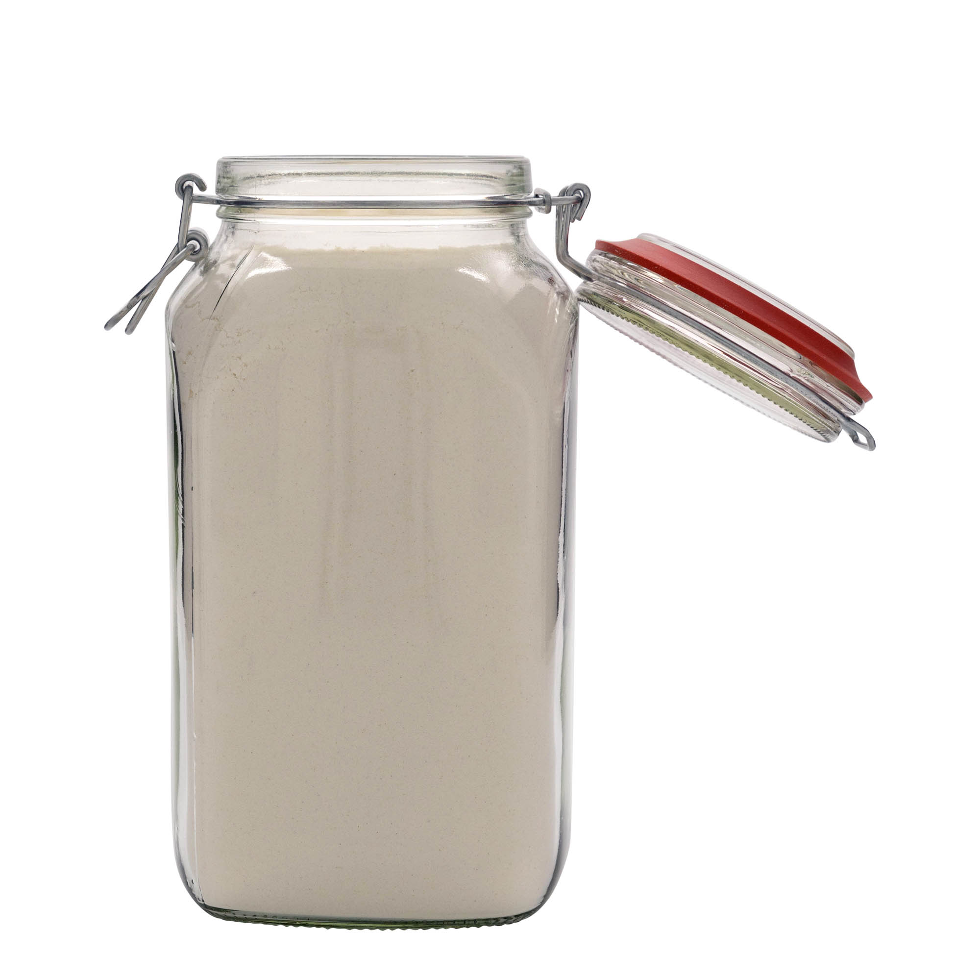 2.590 ml Drahtbügelglas, quadratisch, Mündung: Drahtbügelverschluss 2.590 ml Drahtbügelglas, quadratisch, Mündung: Drahtbügelverschluss
