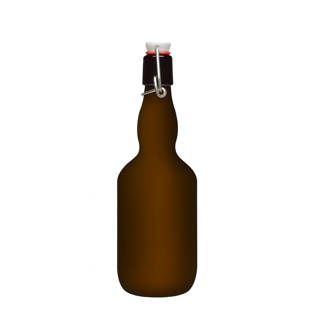 500 ml Bierflasche Kropfhals, Glas, antikgrün, Mündung: Bügelverschluss