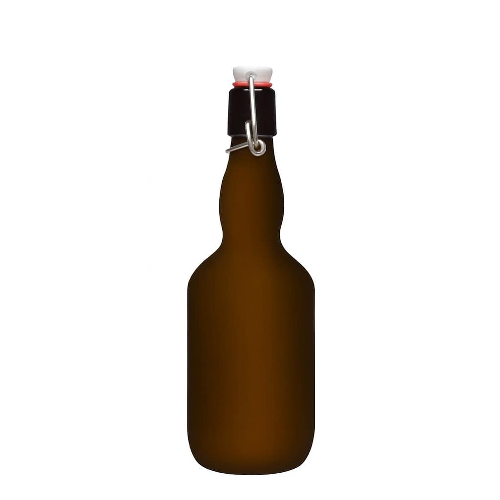 500 ml Bierflasche Kropfhals, Glas, antikgrün, Mündung: Bügelverschluss
