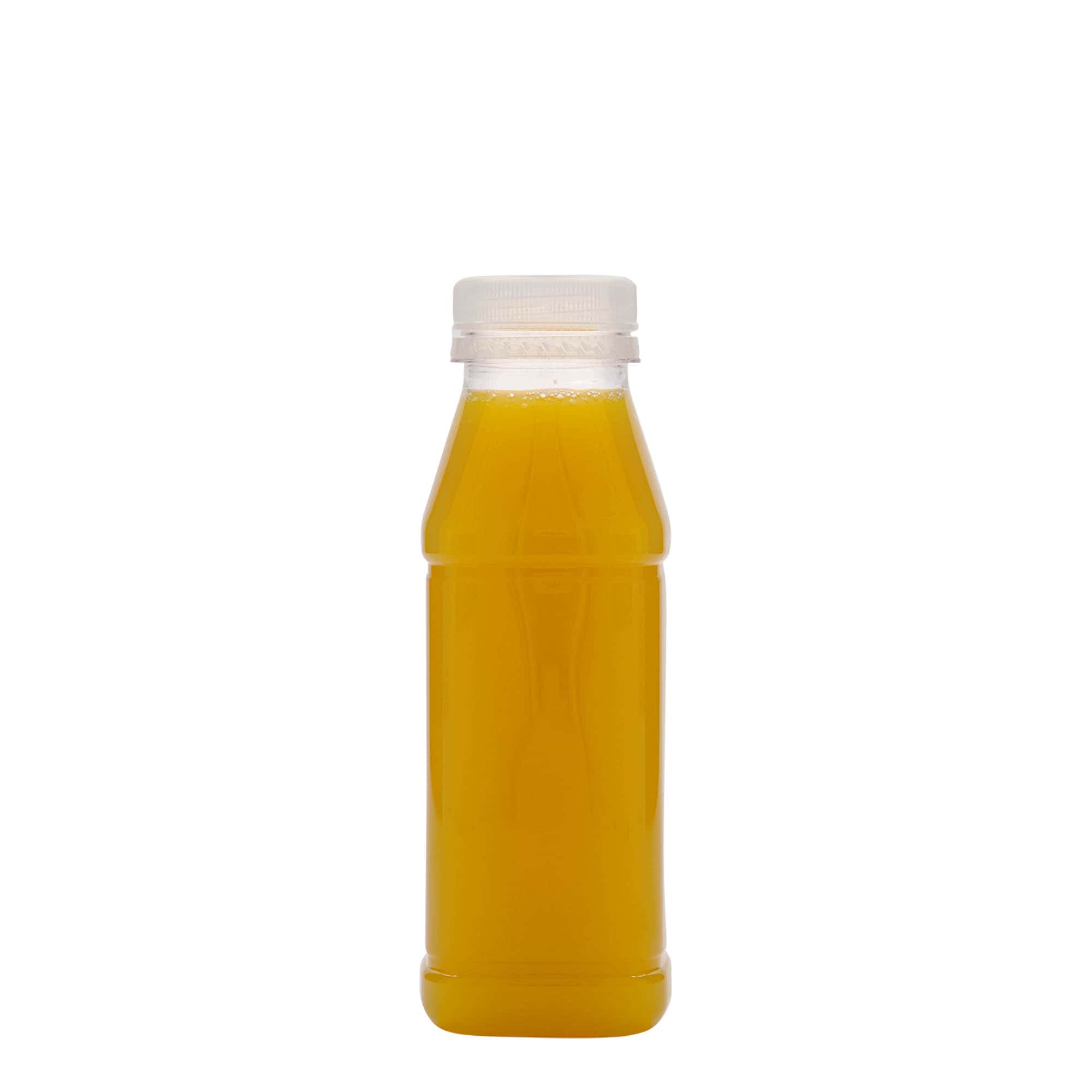 330 ml PET-Flasche „Milk and Juice Carré“, quadratisch, Kunststoff, Mündung: 38 mm