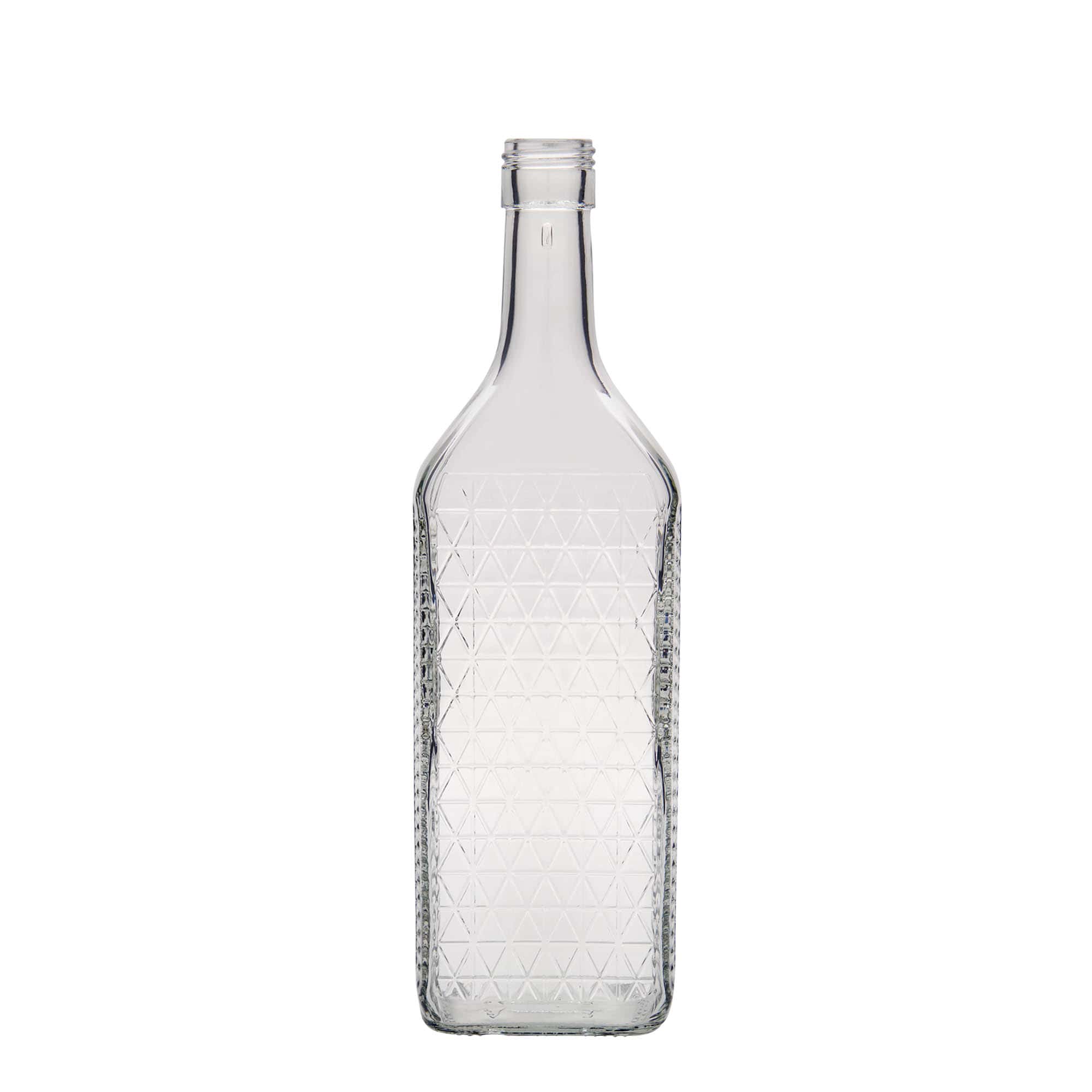 700 ml Glasflasche „Caruso“, rechteckig, Mündung: PP 31,5