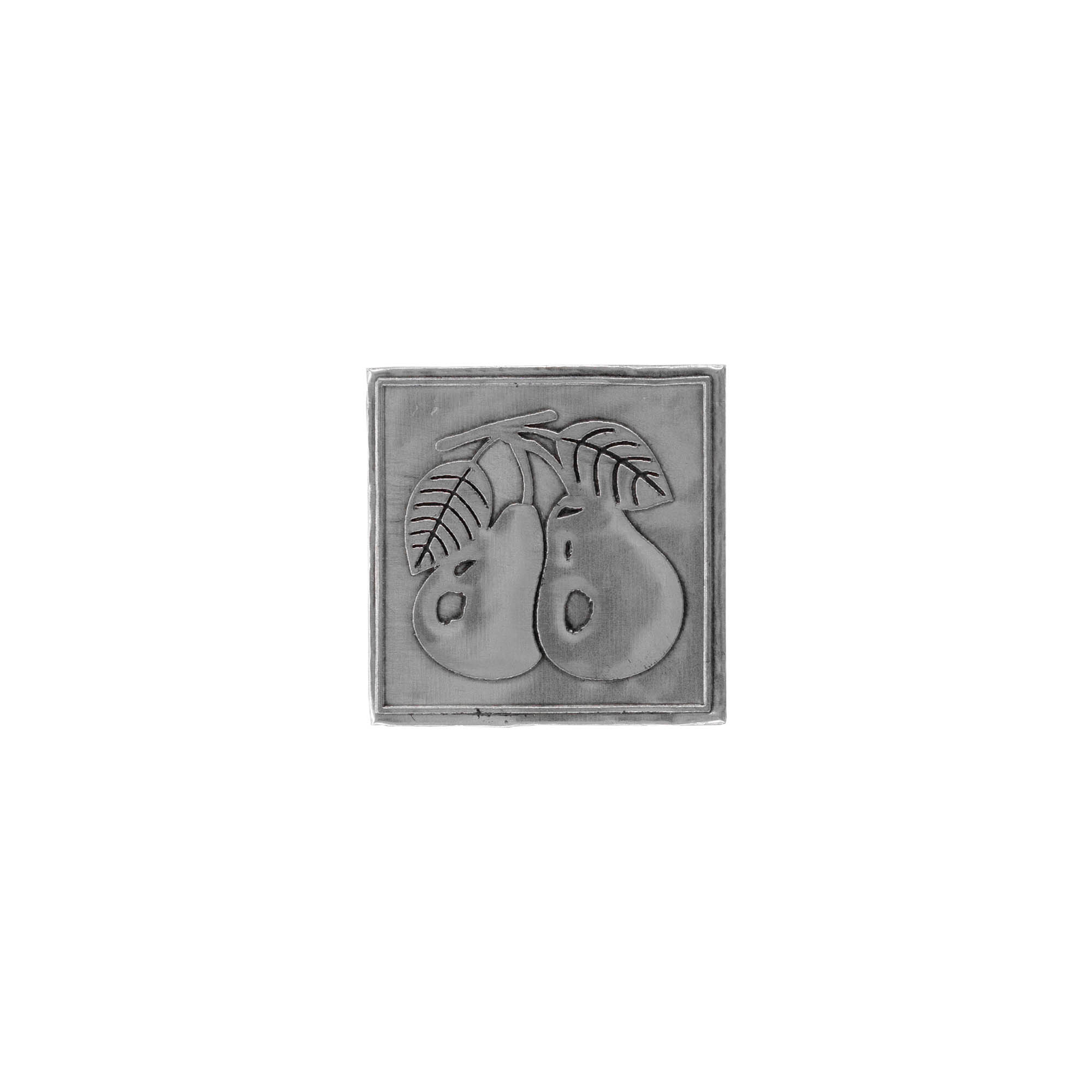 Zinnetikett 'Birne', quadratisch, Metall, silber Zinnetikett 'Birne', quadratisch, Metall, silber