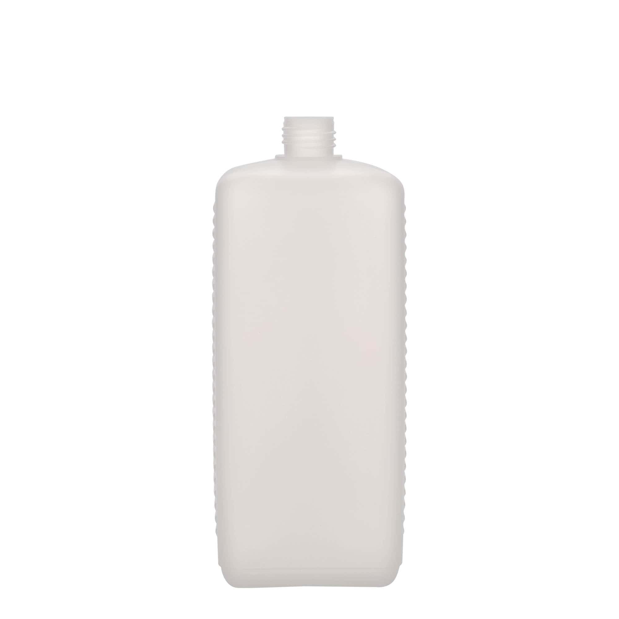 1.000 ml Kanisterflasche, rechteckig, HDPE-Kunststoff, natur, Mündung: DIN 25 EPE