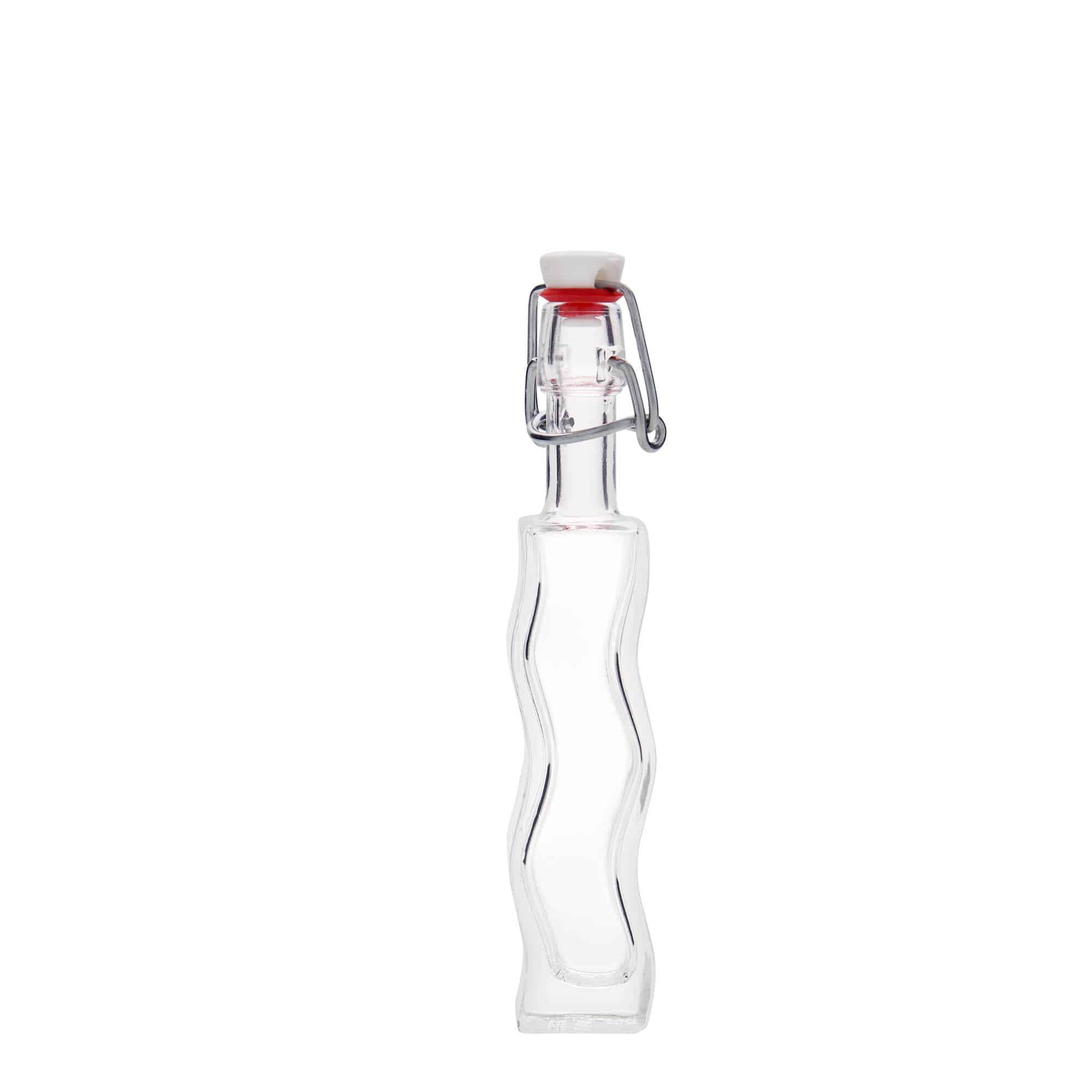 40 ml Glasflasche 'Welle', quadratisch, Mündung: Bügelverschluss