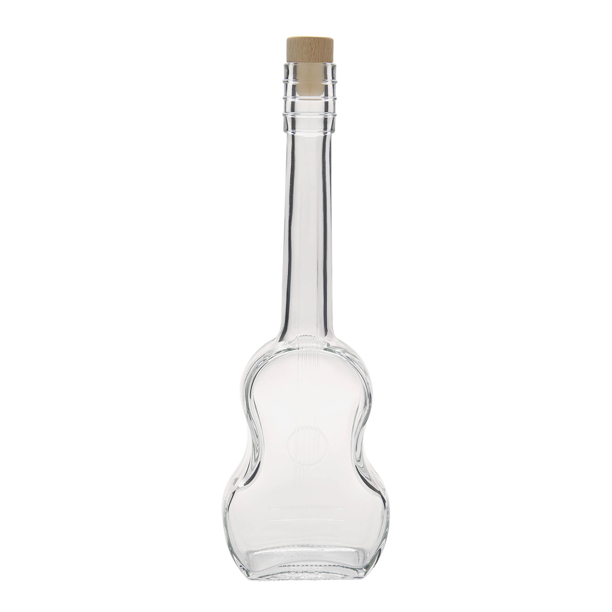 500 ml Glasflasche 'Gitarre', Mündung: Kork 500 ml Glasflasche 'Gitarre', Mündung: Kork