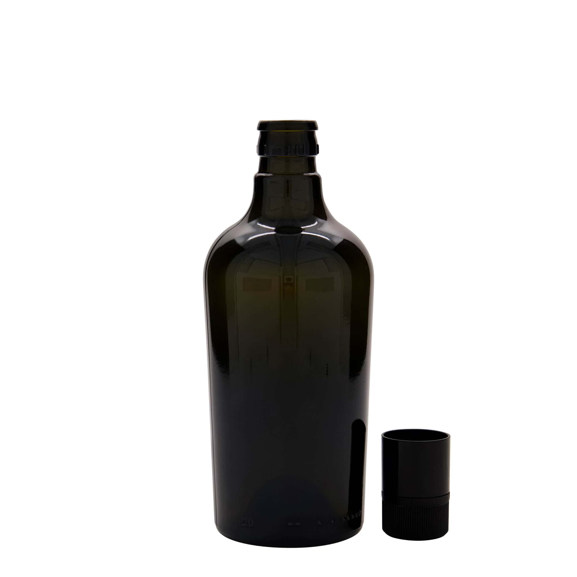 500 ml Essig-/Ölflasche „Oleum“, Glas, antikgrün, Mündung: DOP