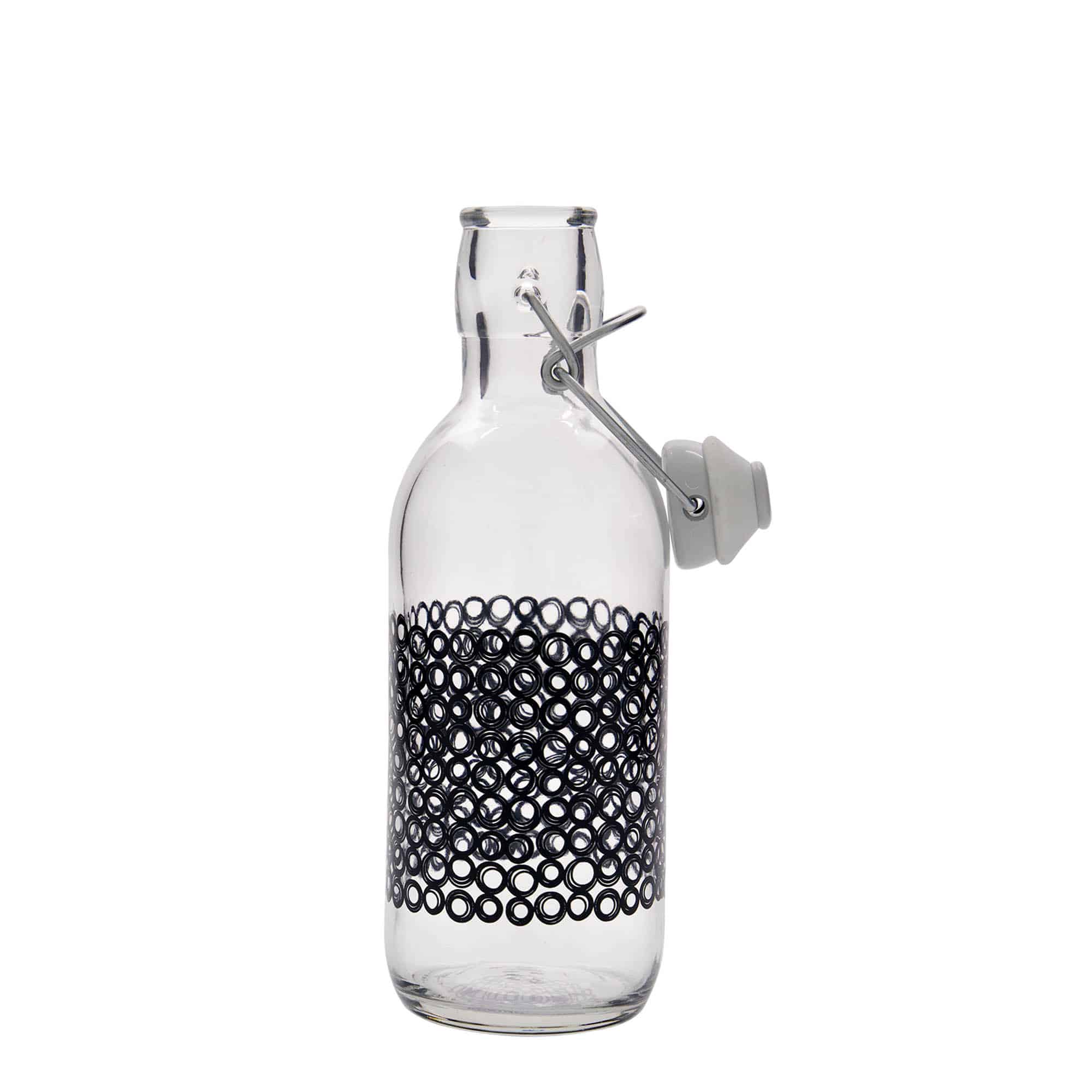 500 ml Glasflasche 'Emilia', Motiv: Circola nero, Mündung: Bügelverschluss 500 ml Glasflasche 'Emilia', Motiv: Circola nero, Mündung: Bügelverschluss
