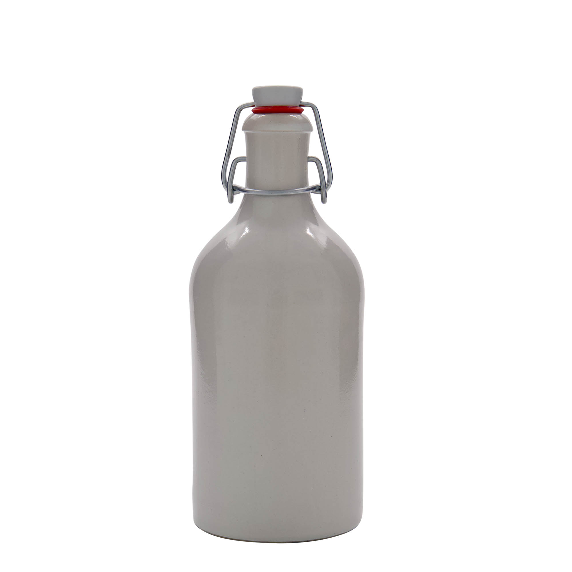 500 ml Tonkrug, Steinzeug, weiß, Mündung: Bügelverschluss 500 ml Tonkrug, Steinzeug, weiß, Mündung: Bügelverschluss