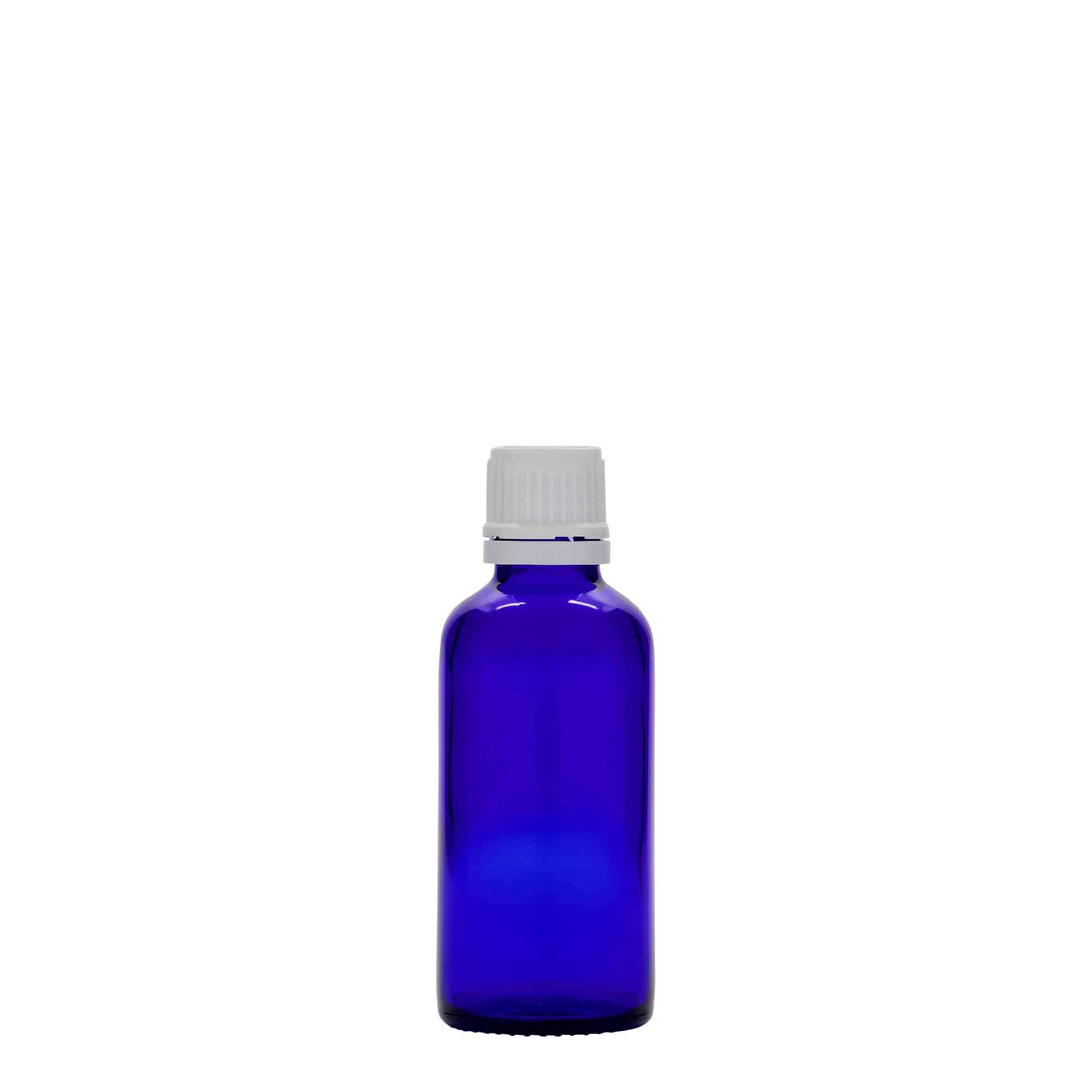 50 ml Medizinflasche, Glas, royalblau, Mündung: DIN 18 50 ml Medizinflasche, Glas, royalblau, Mündung: DIN 18