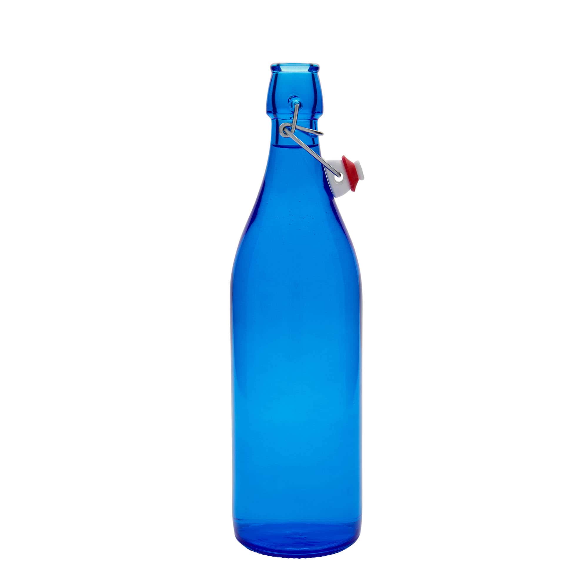 1.000 ml Glasflasche „Giara“, blau, Mündung: Bügelverschluss