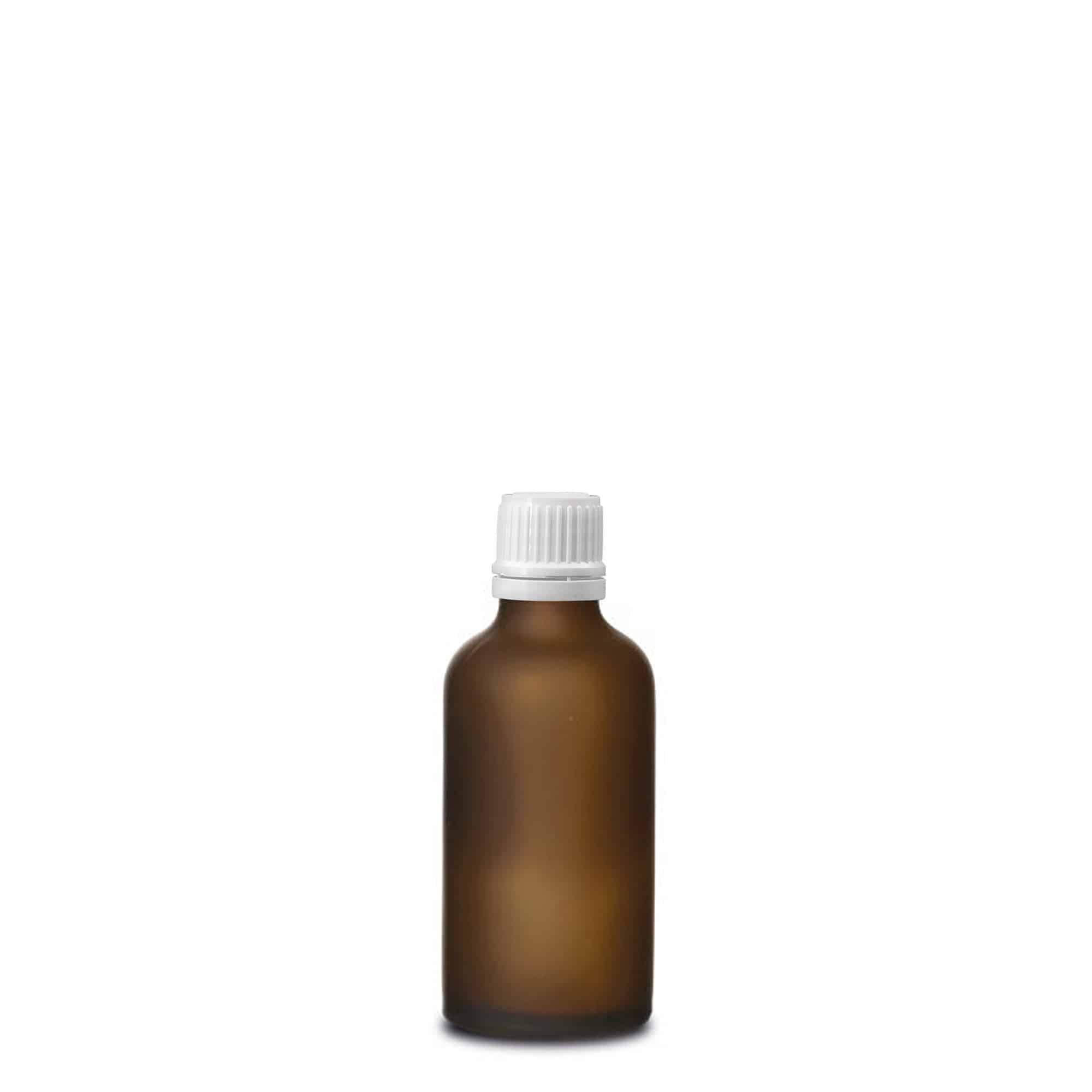 50 ml Medizinflasche, Glas, braun gefrostet, Mündung: DIN 18