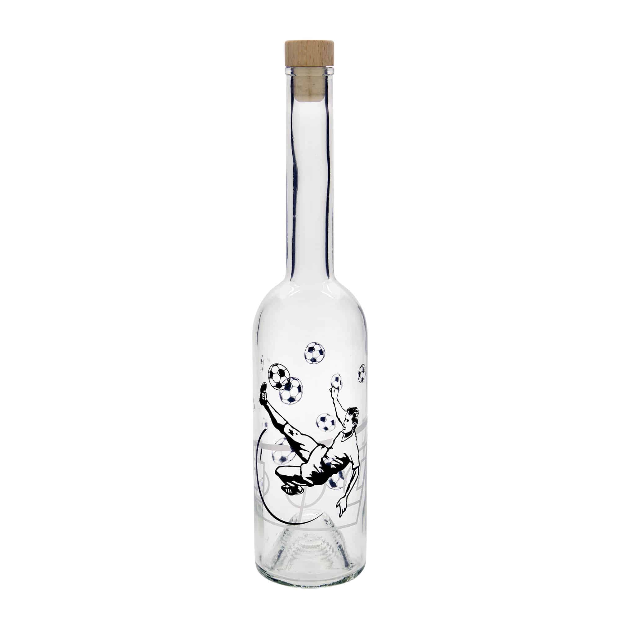 500 ml Glasflasche „Opera“, Motiv: Fußballspieler, Mündung: Kork