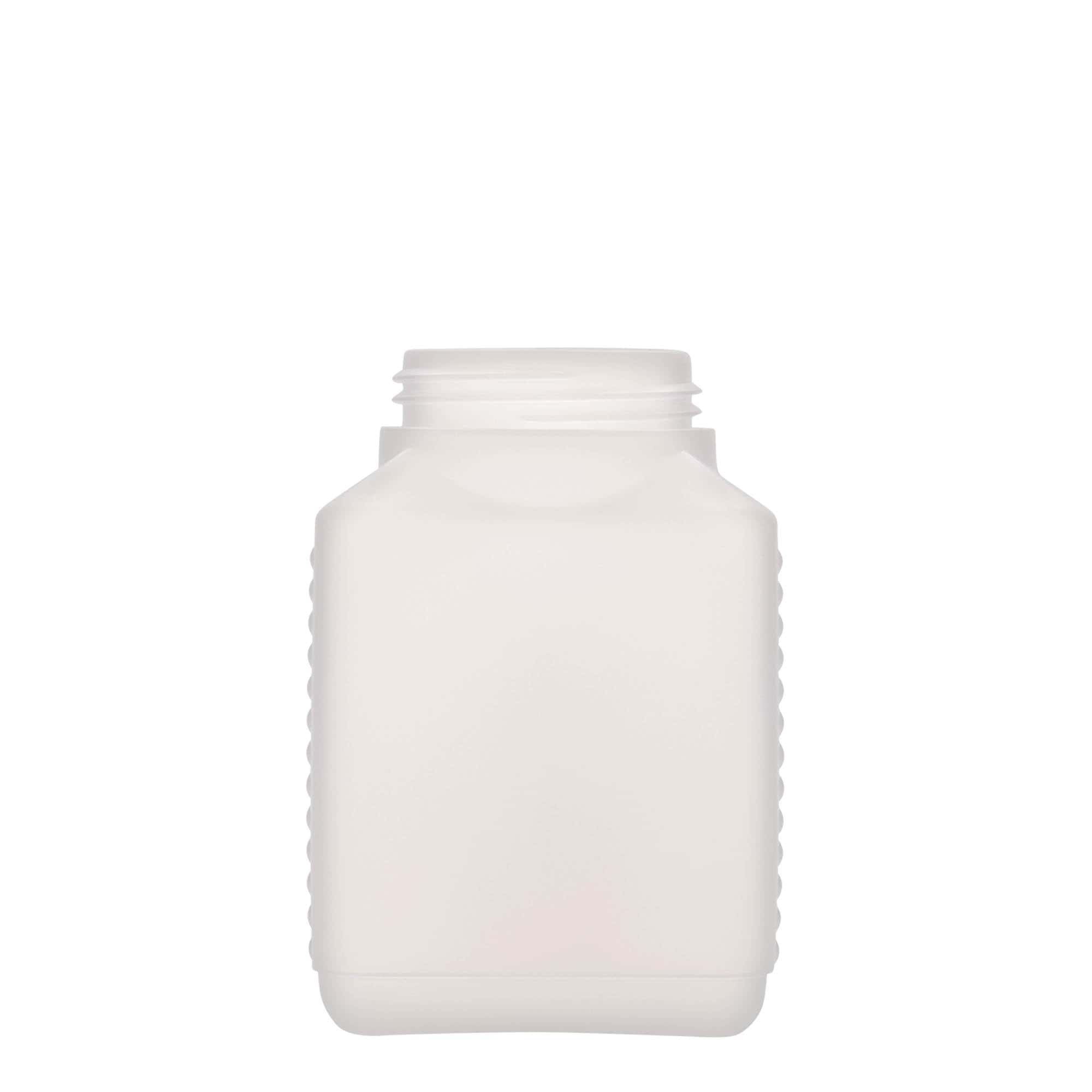 500 ml Weithalsflasche, rechteckig, HDPE-Kunststoff, natur, Mündung: DIN 60 EPE