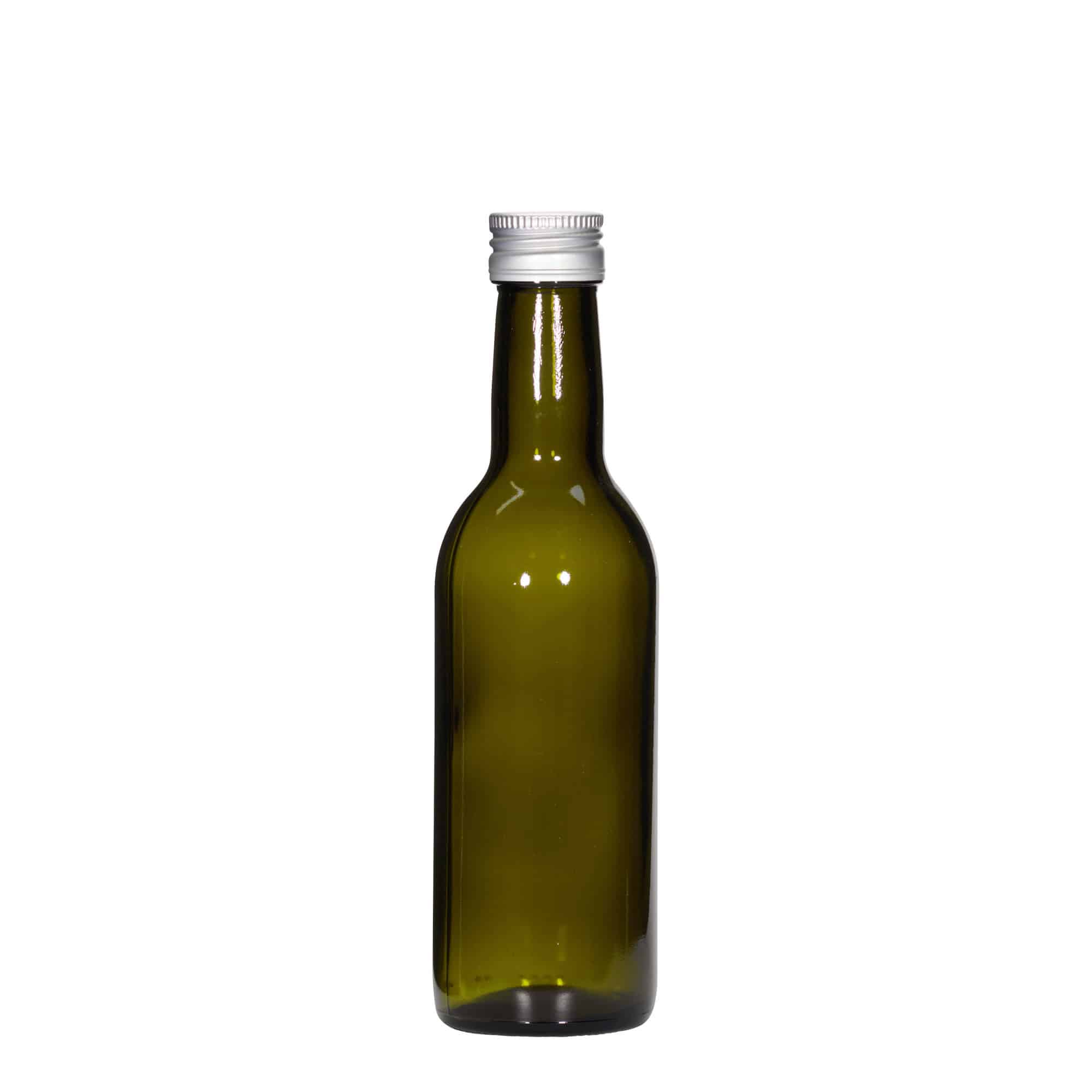 250 ml Glasflasche 'Bordeaux', antikgrün, Mündung: PP 28