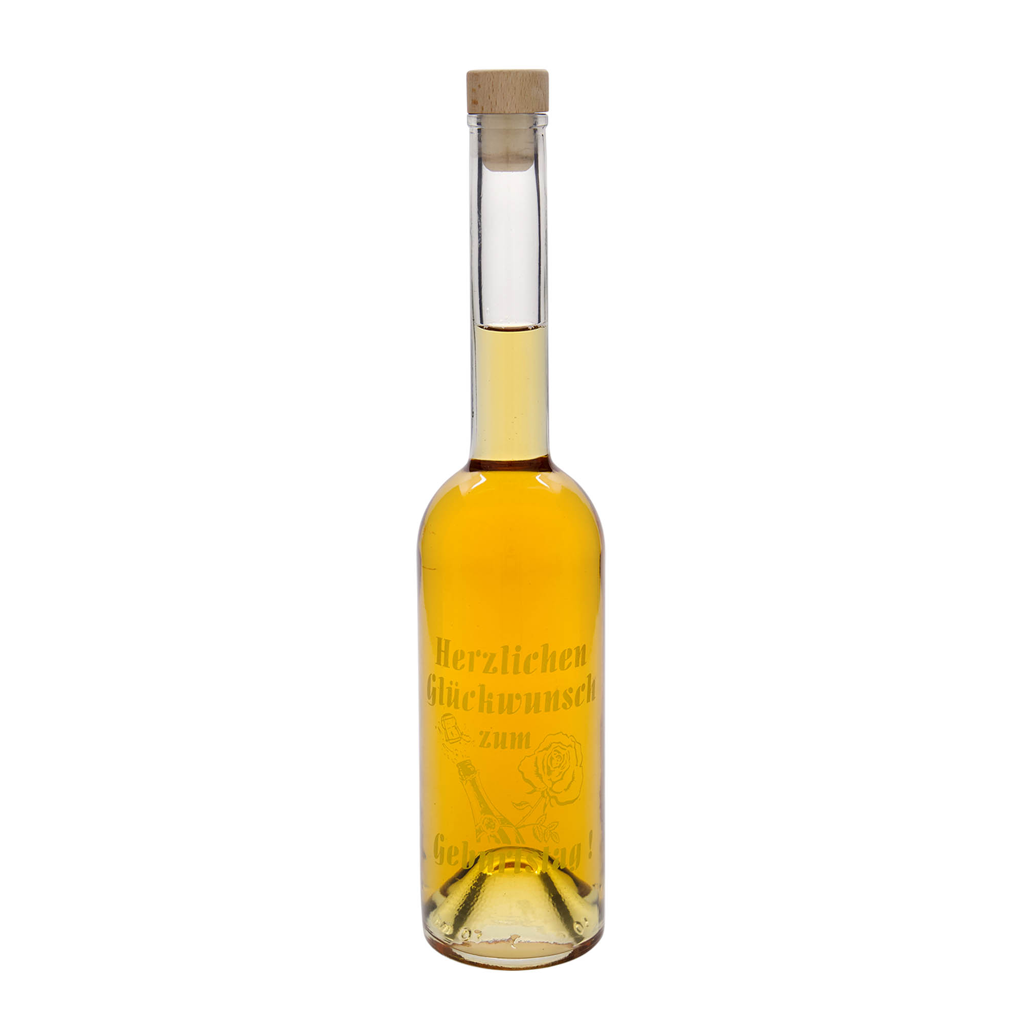 500 ml Glasflasche 'Opera', Motiv: Apple, Mündung: Kork 500 ml Glasflasche 'Opera', Motiv: Apple, Mündung: Kork