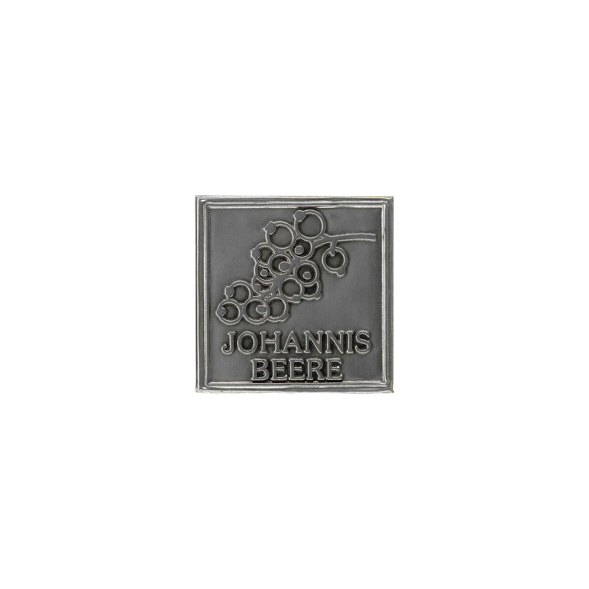 Zinnetikett 'Johannisbeere', quadratisch, Metall, silber Zinnetikett 'Johannisbeere', quadratisch, Metall, silber