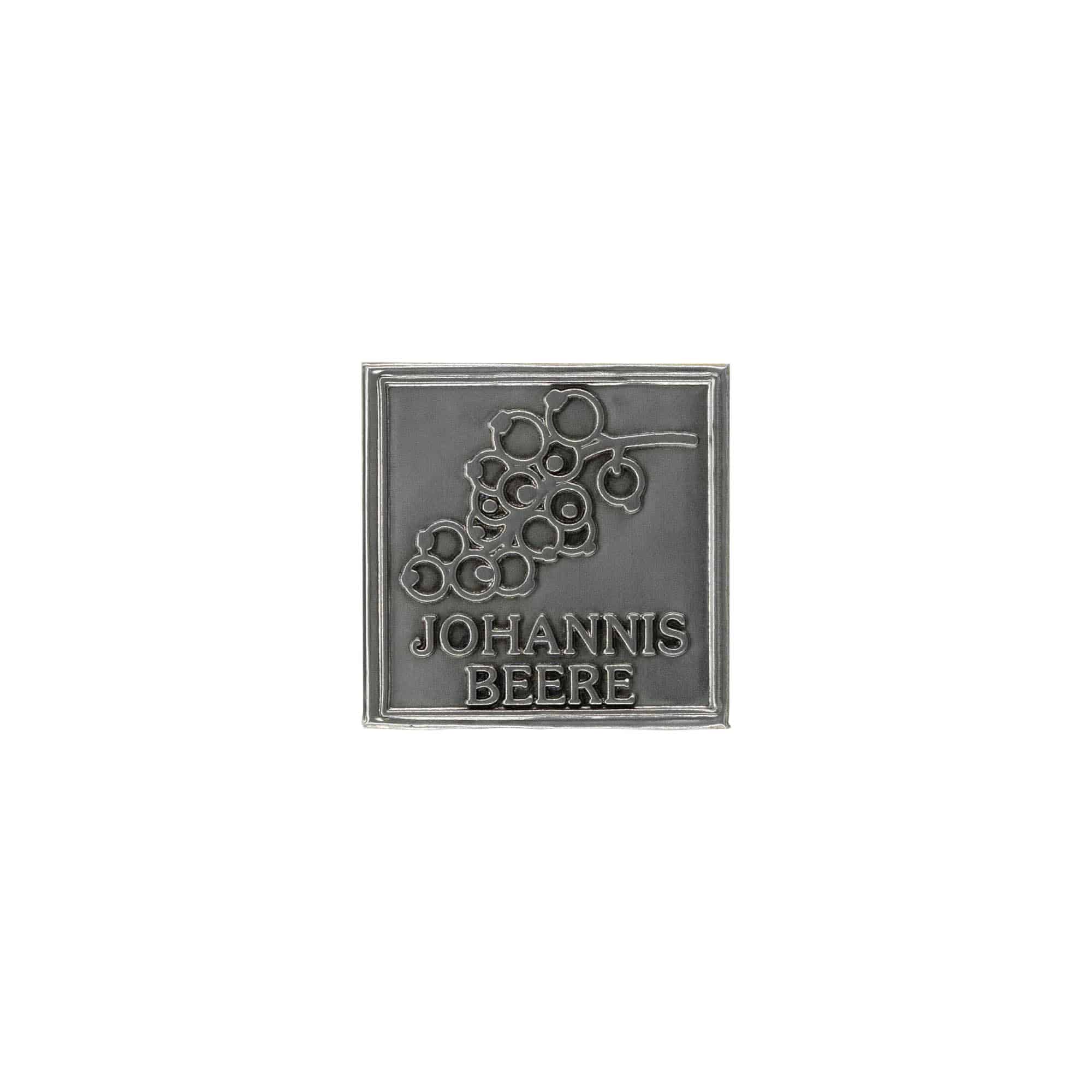 Zinnetikett „Johannisbeere“, quadratisch, Metall, silber