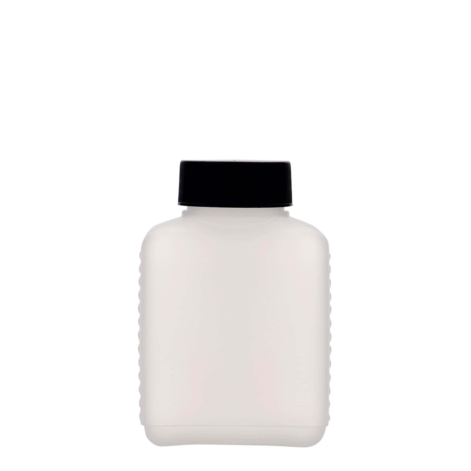 250 ml Weithalsflasche, rechteckig, HDPE-Kunststoff, natur, Mündung: DIN 40 EPE