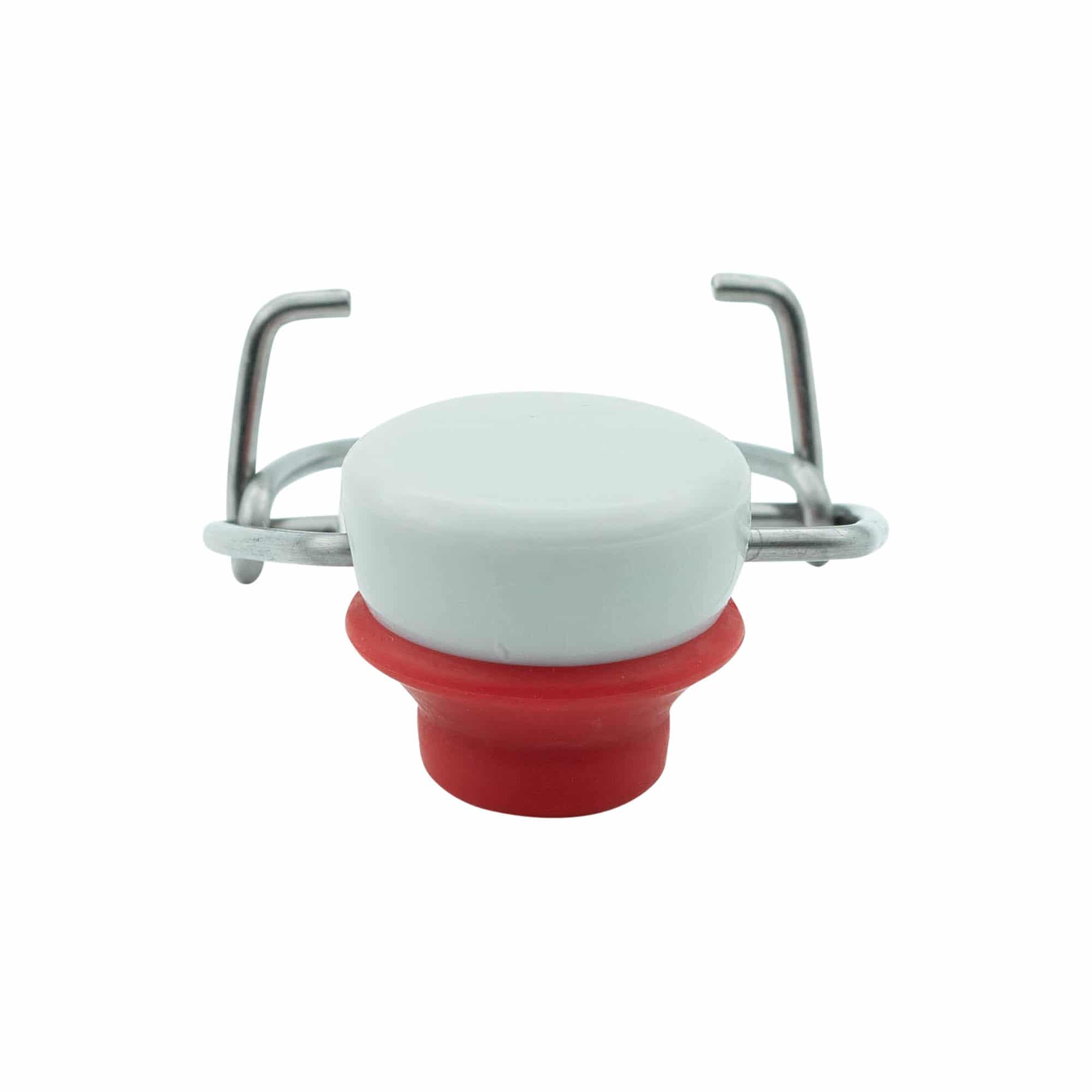 Bügelverschluss Sondergröße, Kunststoff, rot-weiß