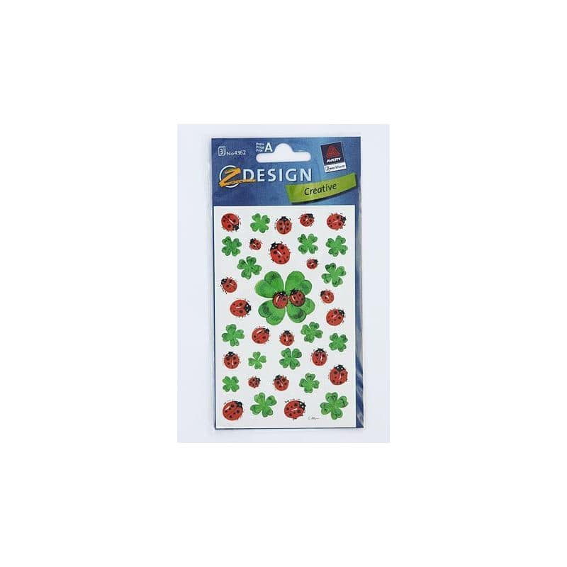Zweckform Sticker „Marienkäfer und Kleeblätter“, Papier, mehrfarbig