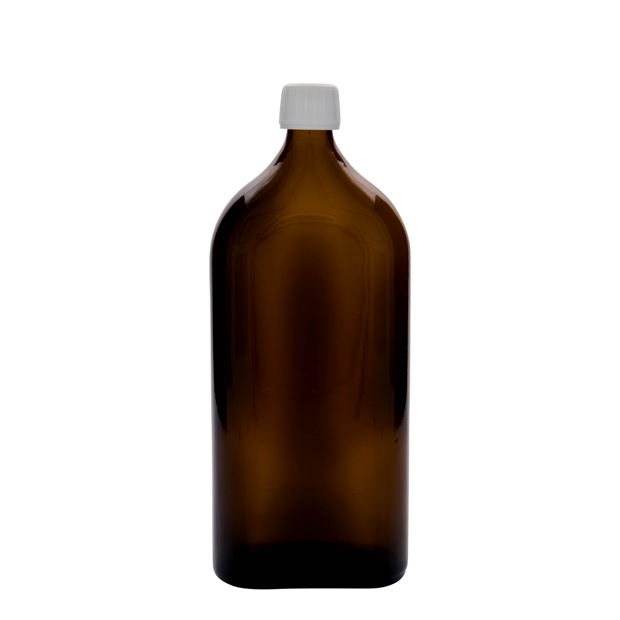 1.000 ml Medizinflasche Meplat, oval, Glas, braun, Mündung: PP 28 1.000 ml Medizinflasche Meplat, oval, Glas, braun, Mündung: PP 28