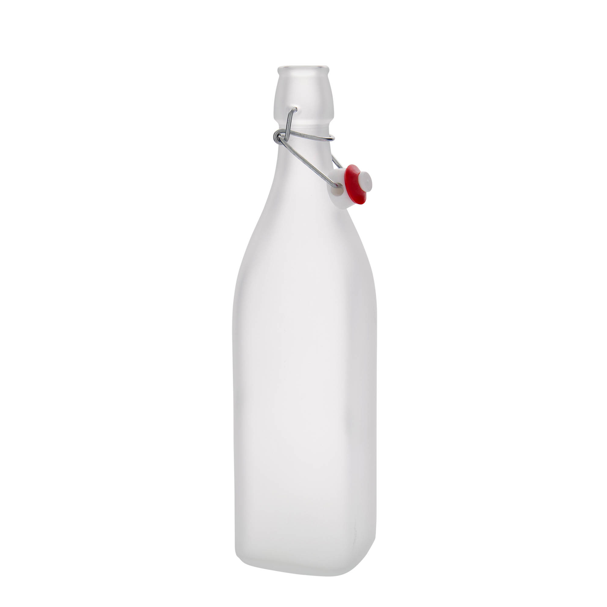 1.000 ml Glasflasche 'Swing', quadratisch, geeist, Mündung: Bügelverschluss