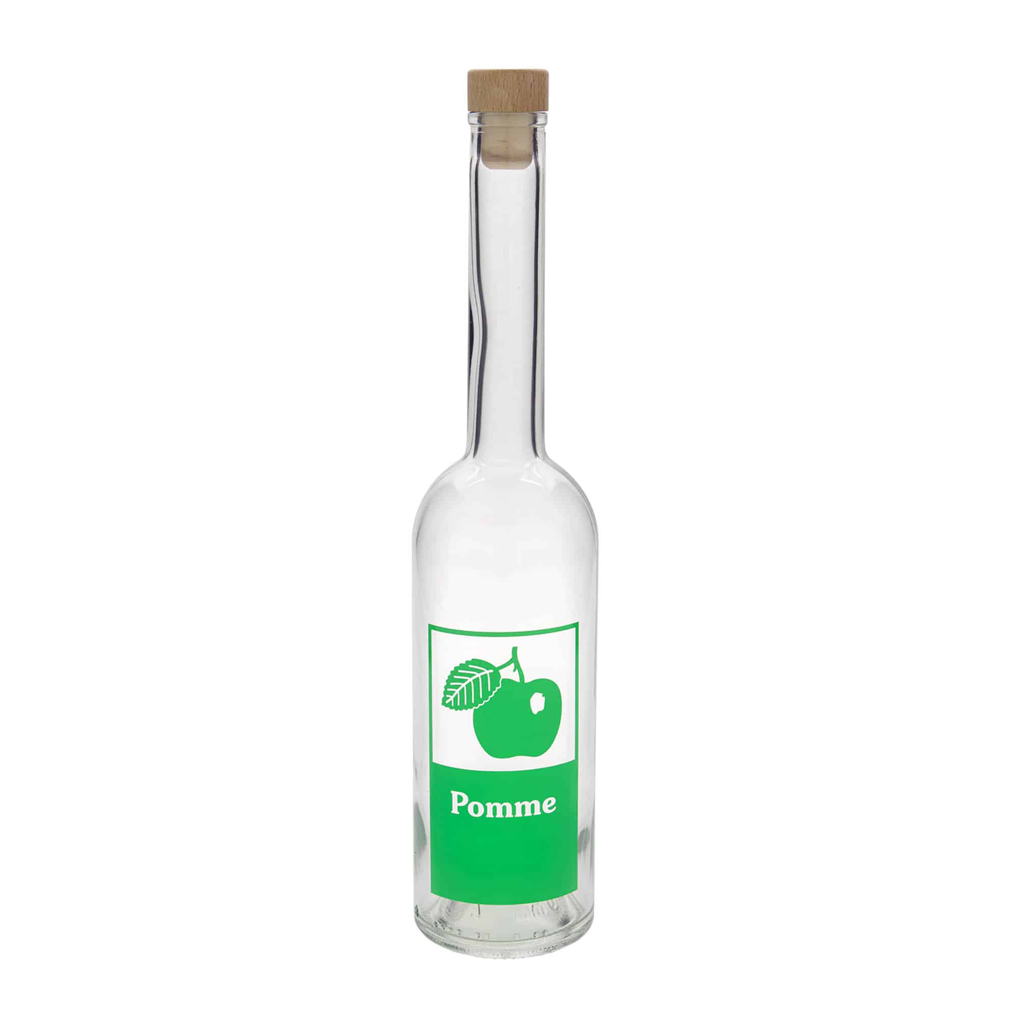 500 ml Glasflasche „Opera“, Motiv: Pomme, Mündung: Kork
