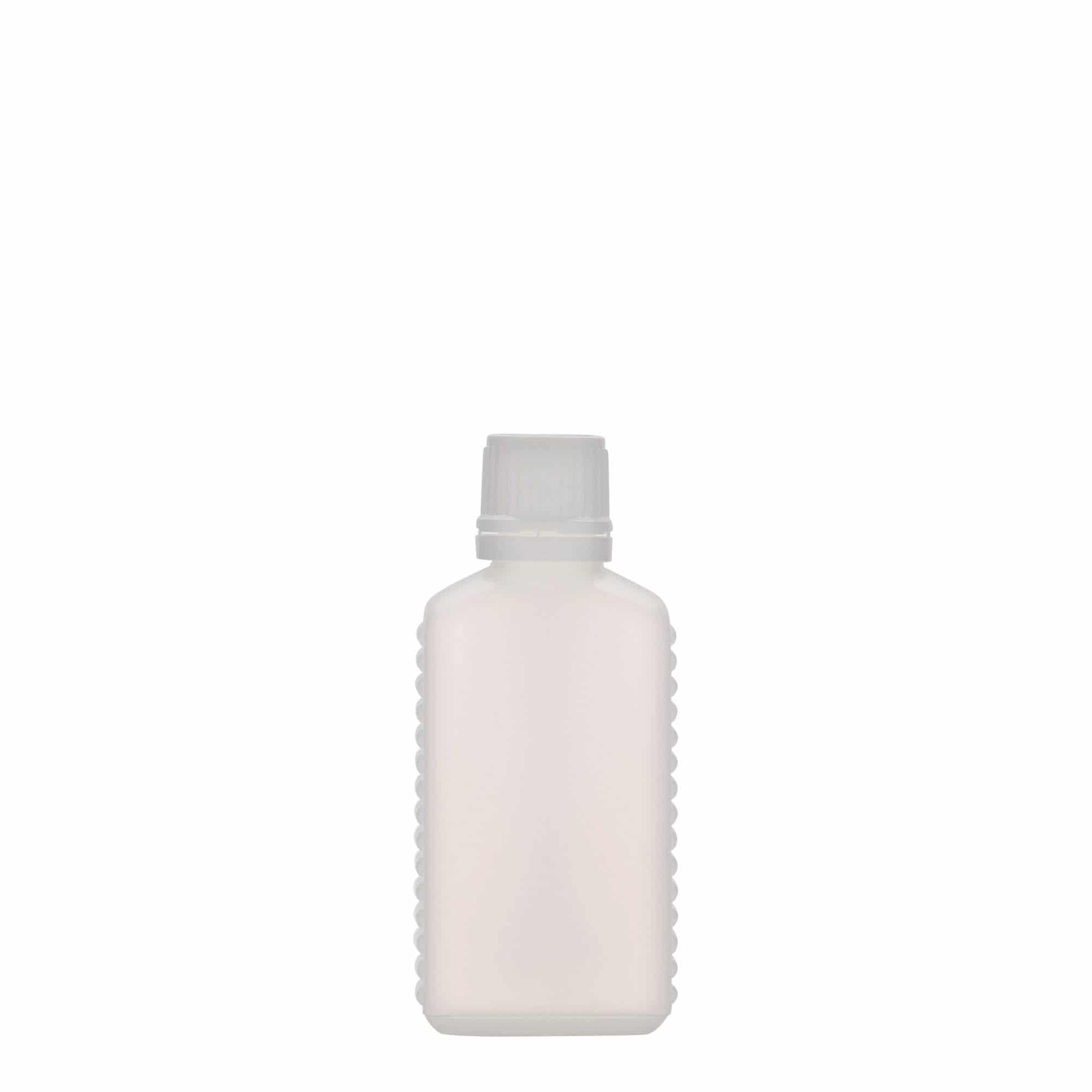 50 ml Kanisterflasche Enghals, rechteckig, HDPE-Kunststoff, natur, Mündung: DIN 18