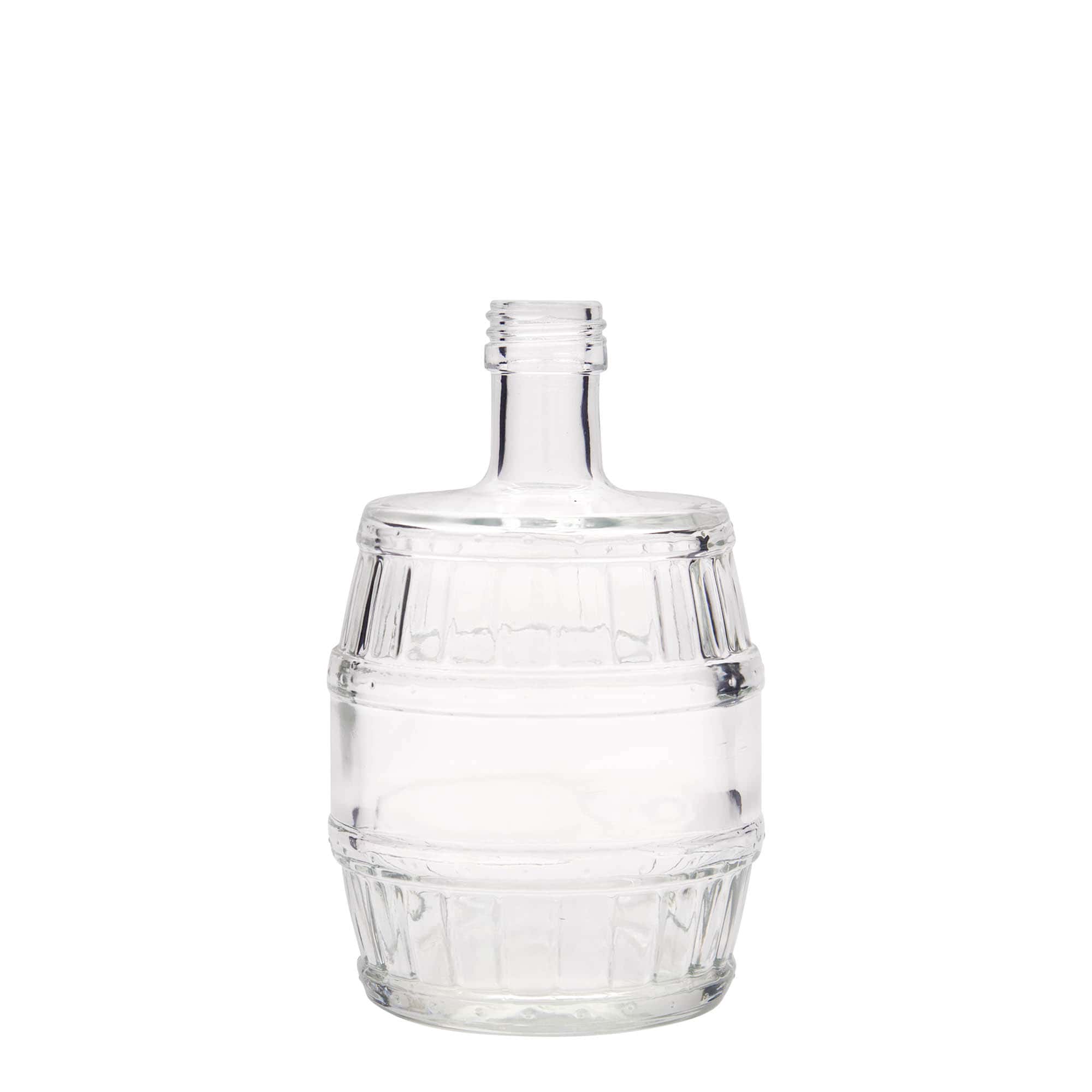 500 ml Glasflasche „Fass“, Mündung: PP 28