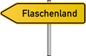 Wegweiser mit Aufschrift "Flaschenland"