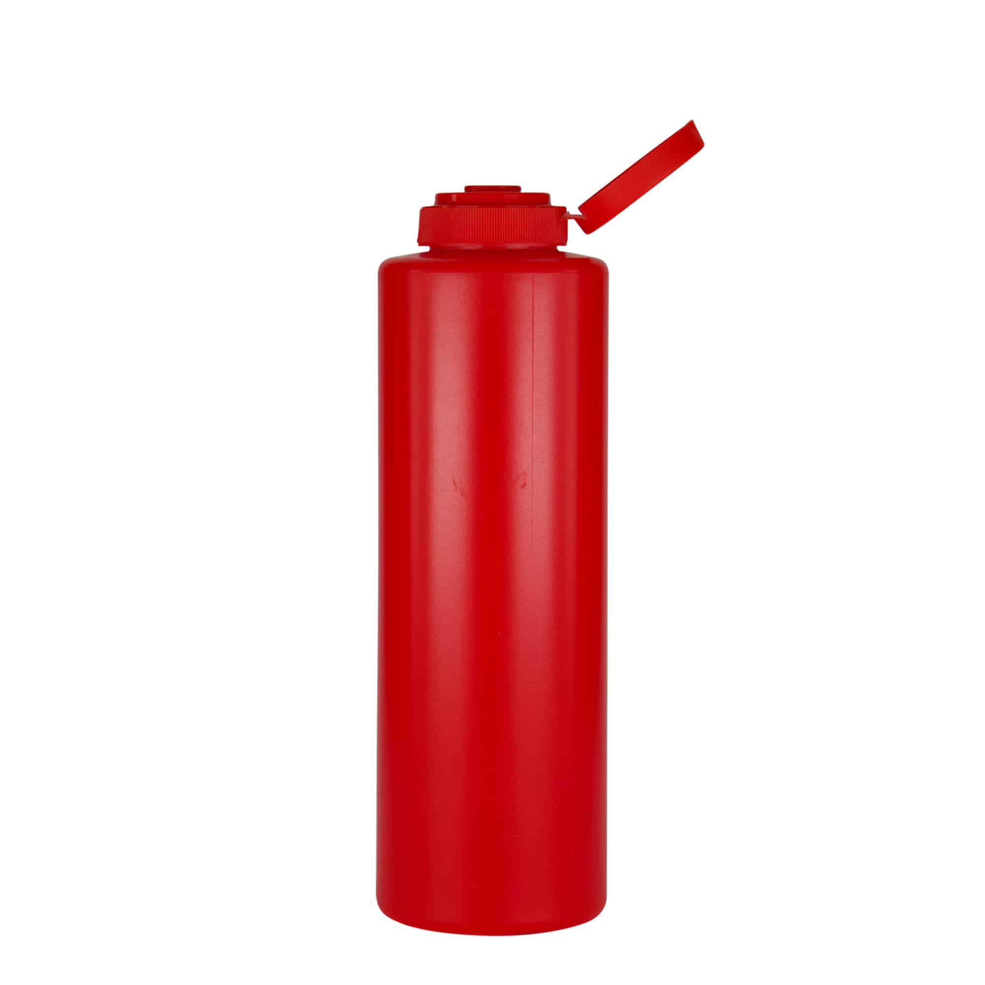 500 ml Soßenflasche, LDPE-Kunststoff, rot, Mündung: GPI 38/400