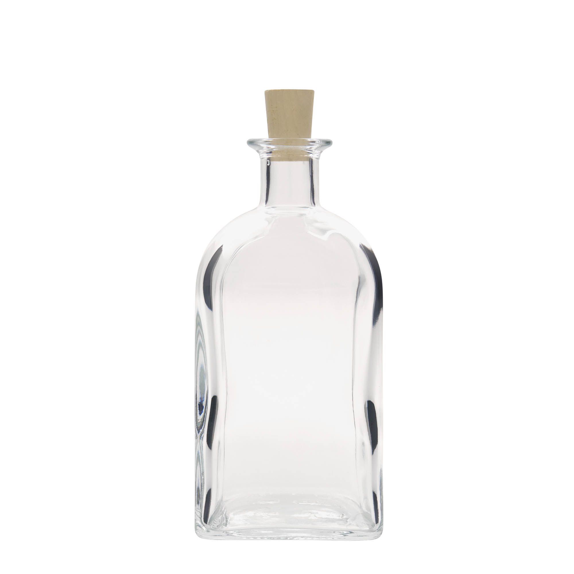 700 ml Glasflasche Apotheker Carré, quadratisch, Mündung: Kork 700 ml Glasflasche Apotheker Carré, quadratisch, Mündung: Kork