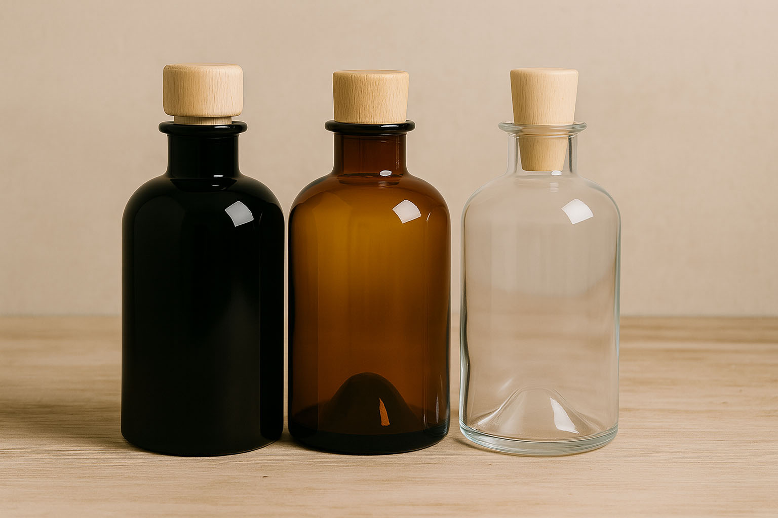 500 ml Glasflasche Apotheker, braun, Mündung: Kork