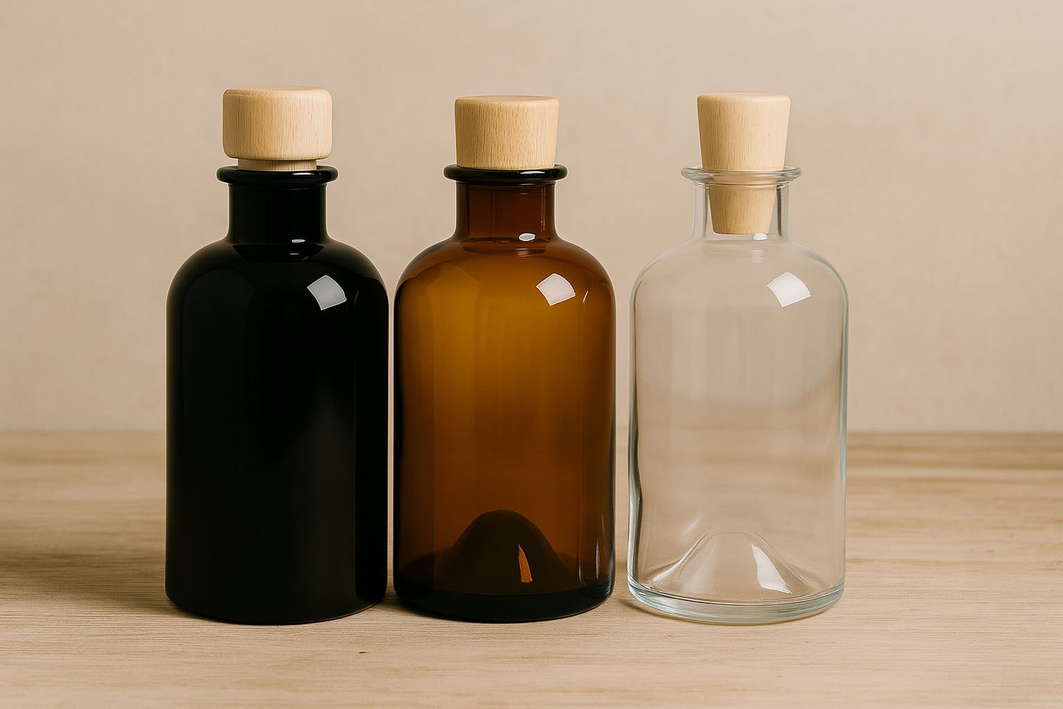 500 ml Glasflasche Apotheker, braun, Mündung: Kork
